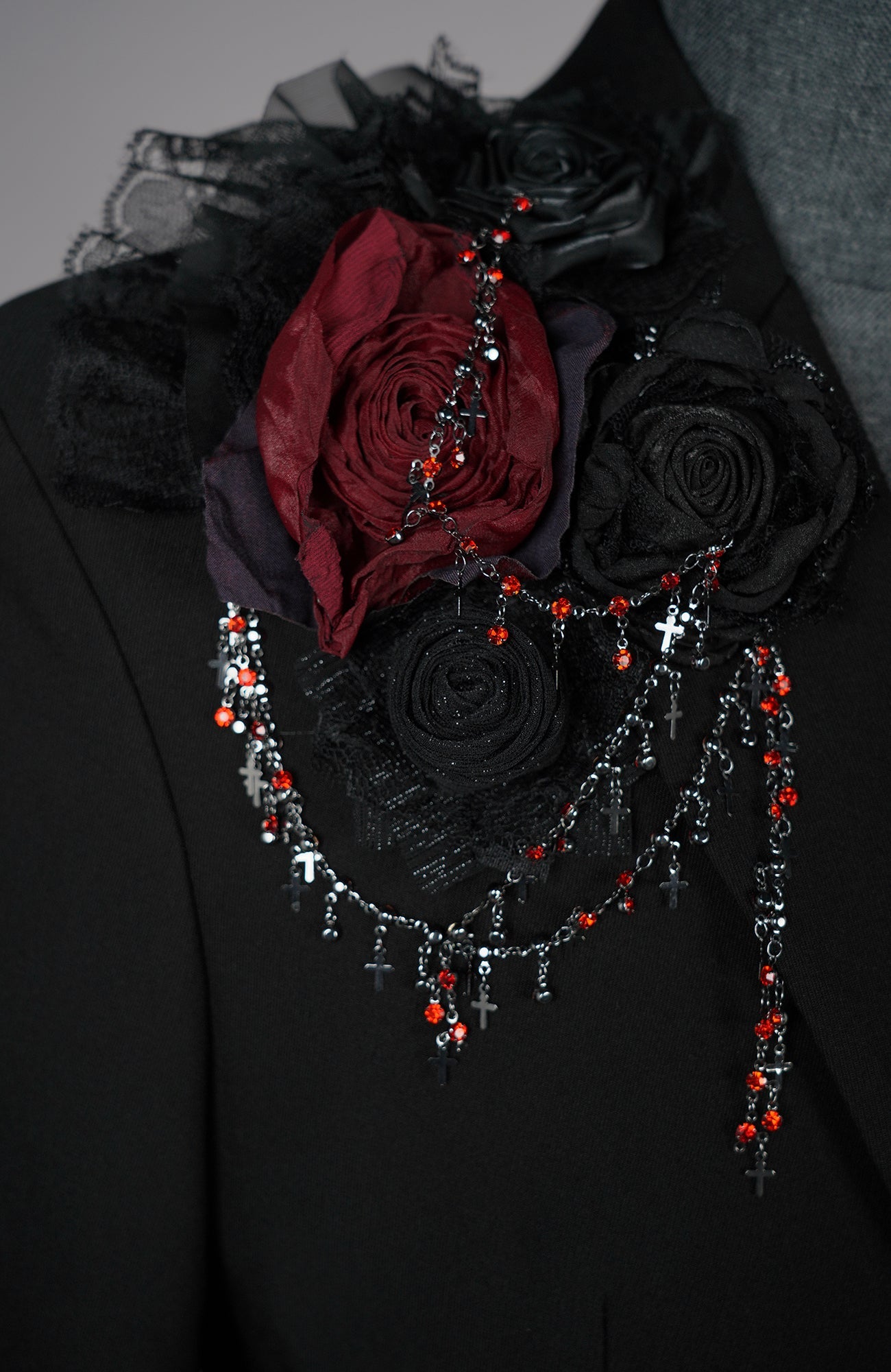 SHANG JIE Floral Appliqué Beaded Chain Blazer-Jacket-M-Free Shipping Leatheretro