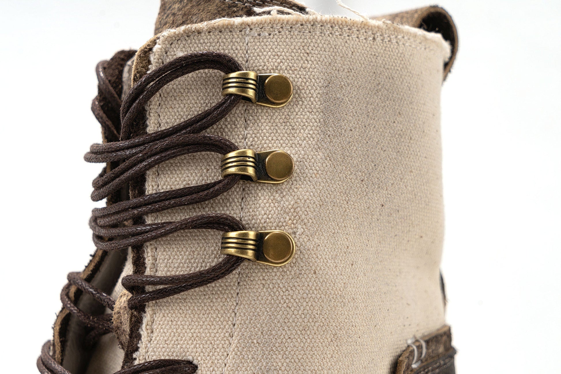 REWRITE Distressed Contrast Canvas-Leather Combat Boots-Shoes-38.5-Free Shipping Leatheretro