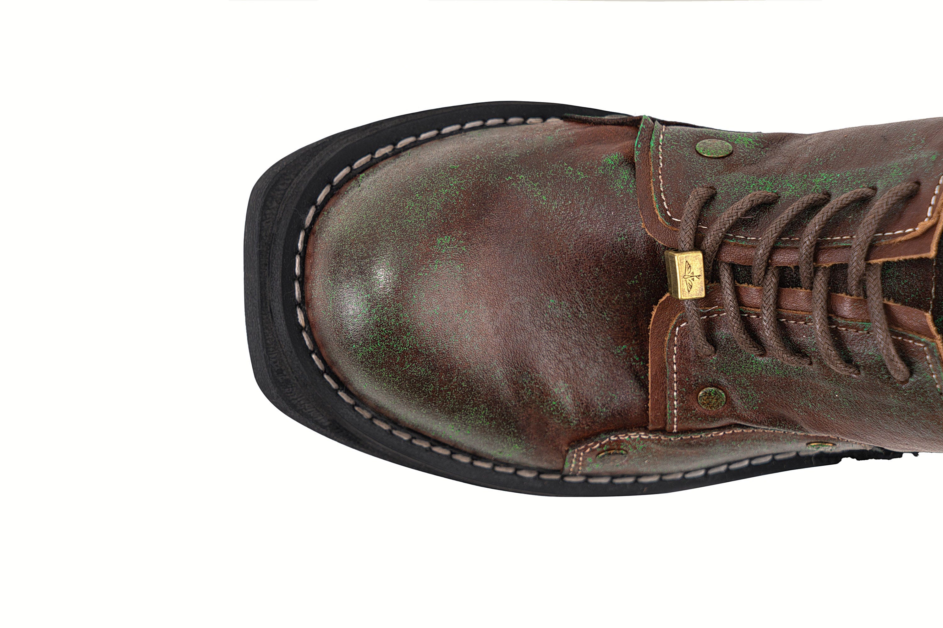 REWRITE Rusted Leather Rivet Derby Shoes-Shoes-38.5-Free Shipping Leatheretro