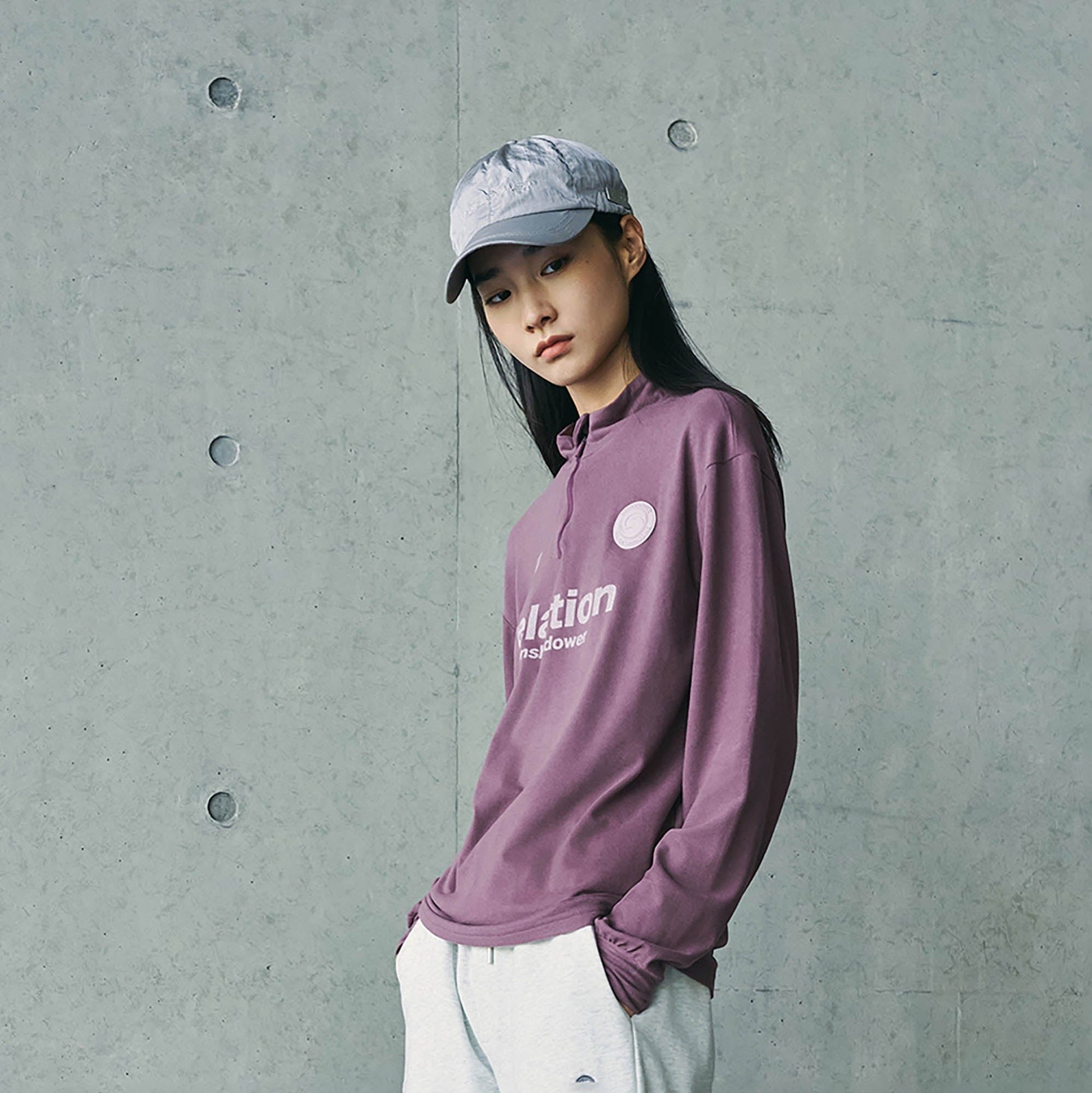 ENSHADOWER Wool Blended Mock Neck Zip-Up L/S Tee-L/S Tee-S-Purple-Free Shipping Leatheretro