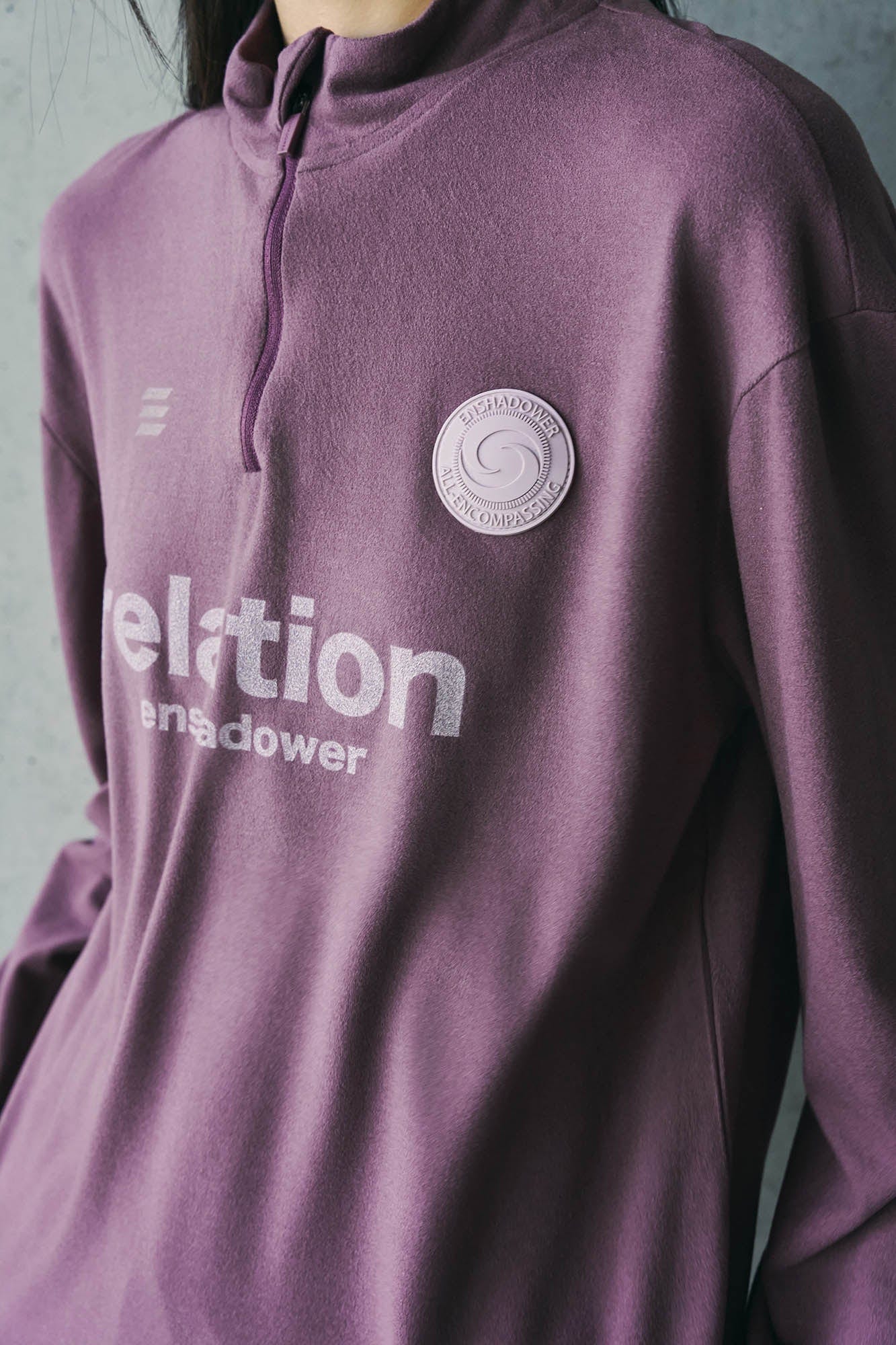 ENSHADOWER Wool Blended Mock Neck Zip-Up L/S Tee-L/S Tee-S-Purple-Free Shipping Leatheretro