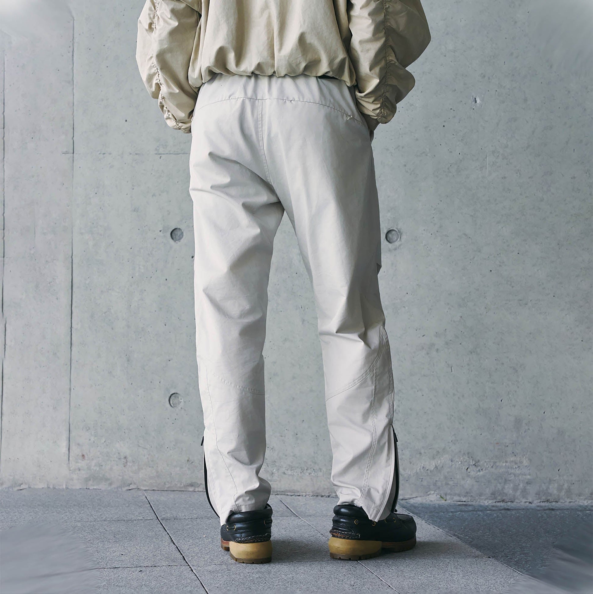 ENSHADOWER Spliced Crinkled Zippered Jogger Pants White-Pants-M-Free Shipping Leatheretro