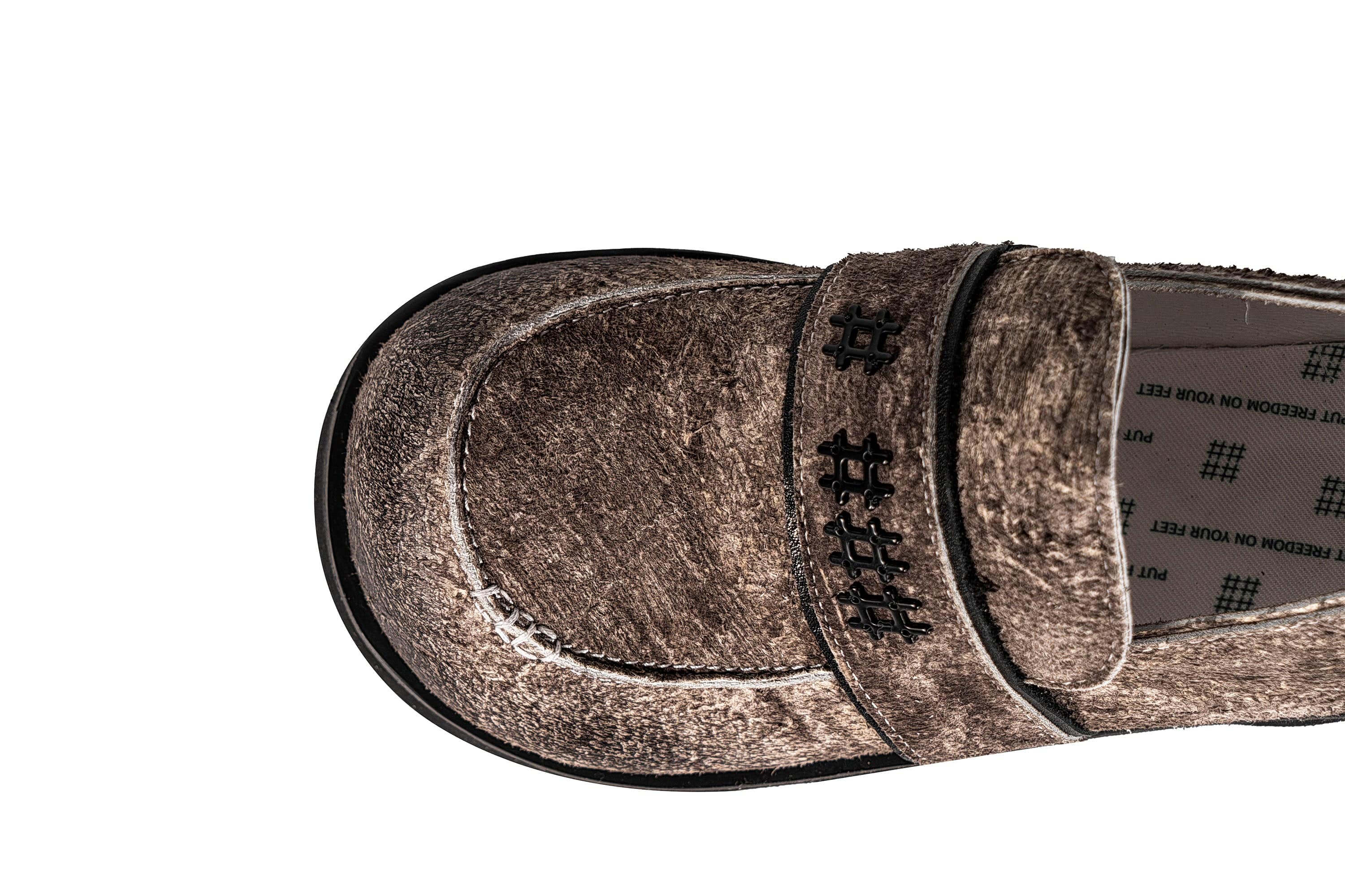 REWRITE Distressed Cowhide Chunky Sole Loafers-Shoes-38.5-Free Shipping Leatheretro