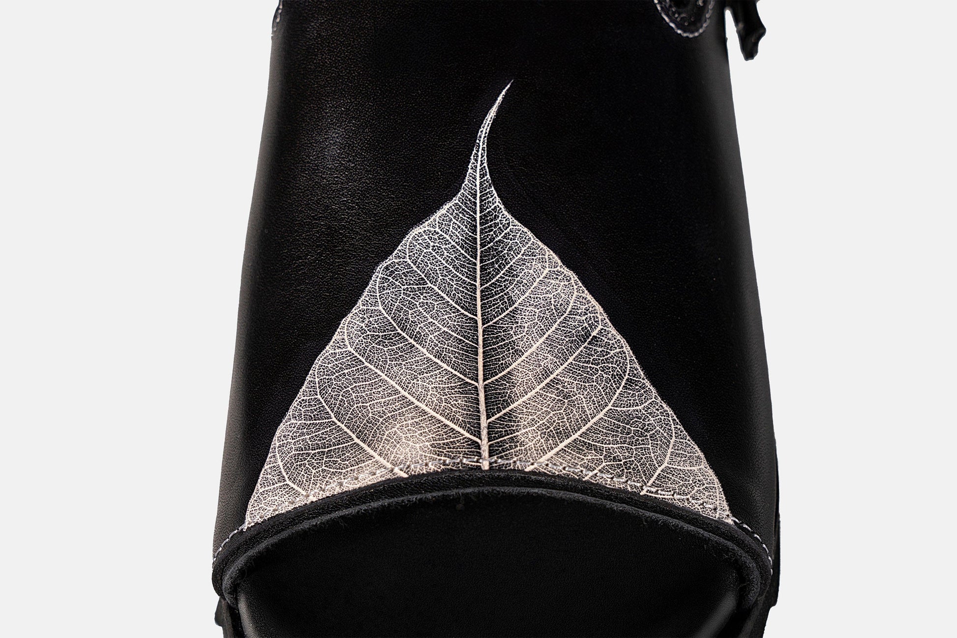 REWRITE Leaf Cowhide Sandals Black-Shoes-38.5-Free Shipping Leatheretro