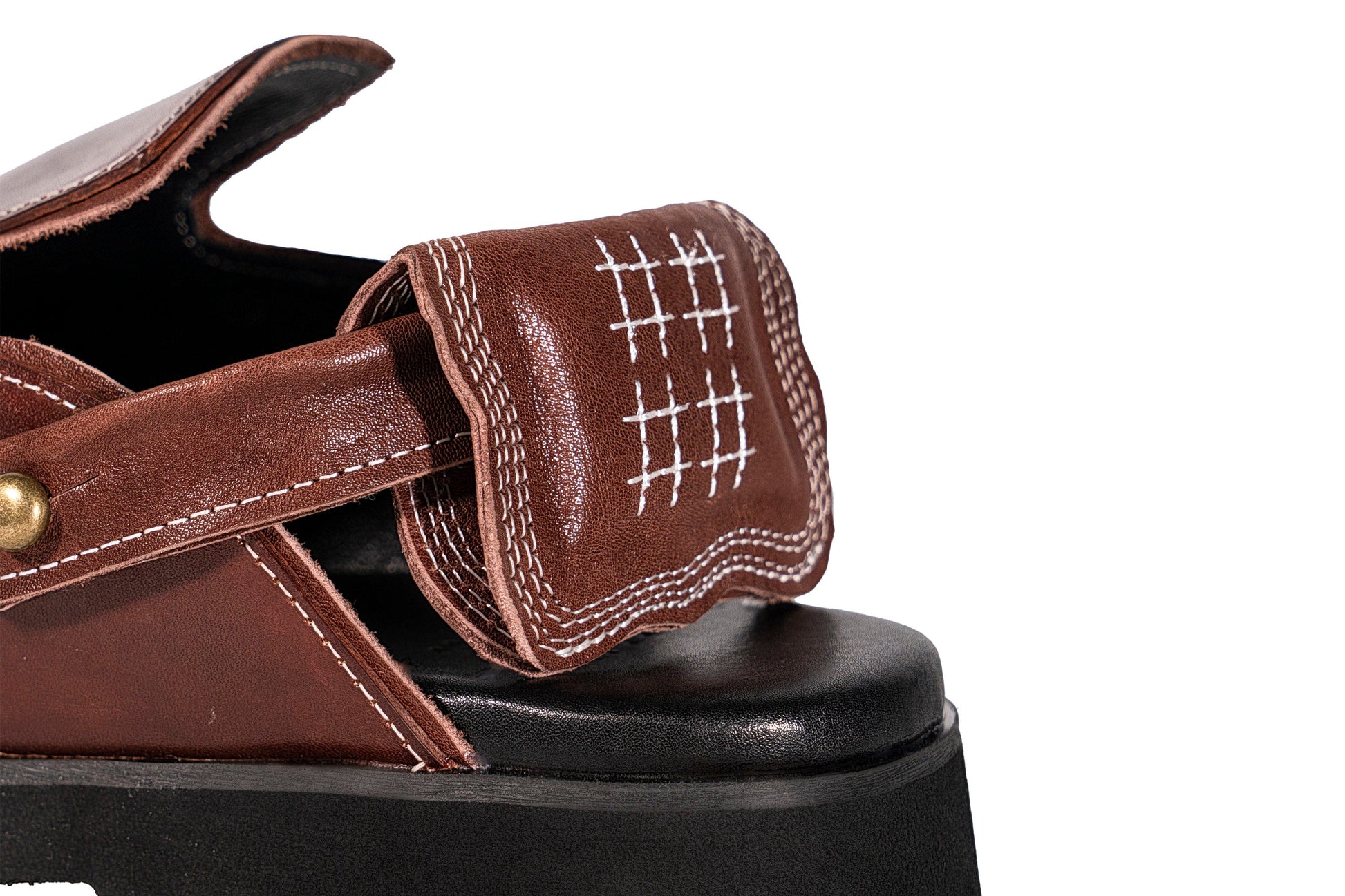 REWRITE Leaf Cowhide Sandals Brown-Shoes-38.5-Free Shipping Leatheretro