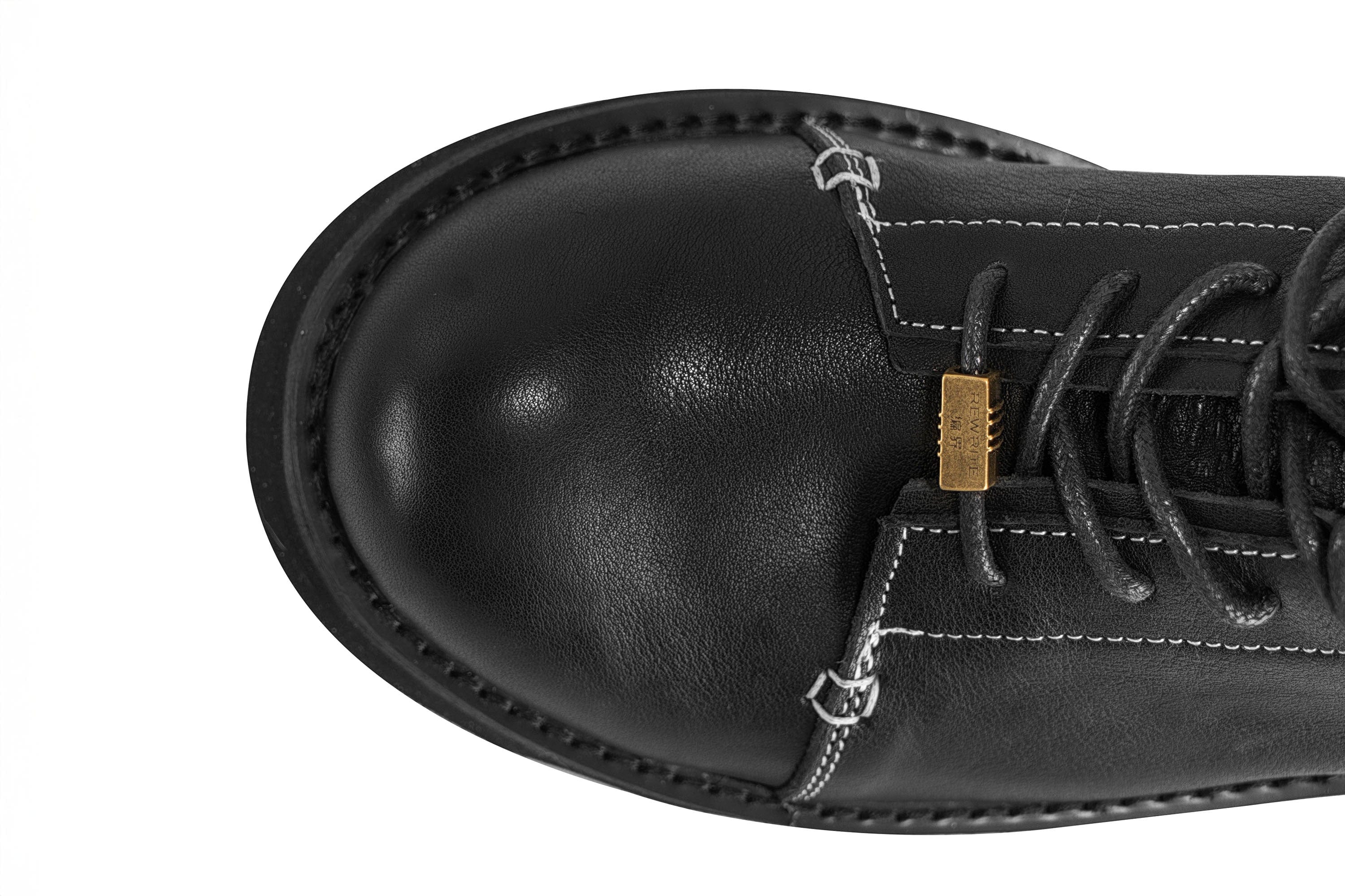 REWRITE Stitched Leather Lug Sole Martin Boots-Shoes-38.5-Free Shipping Leatheretro