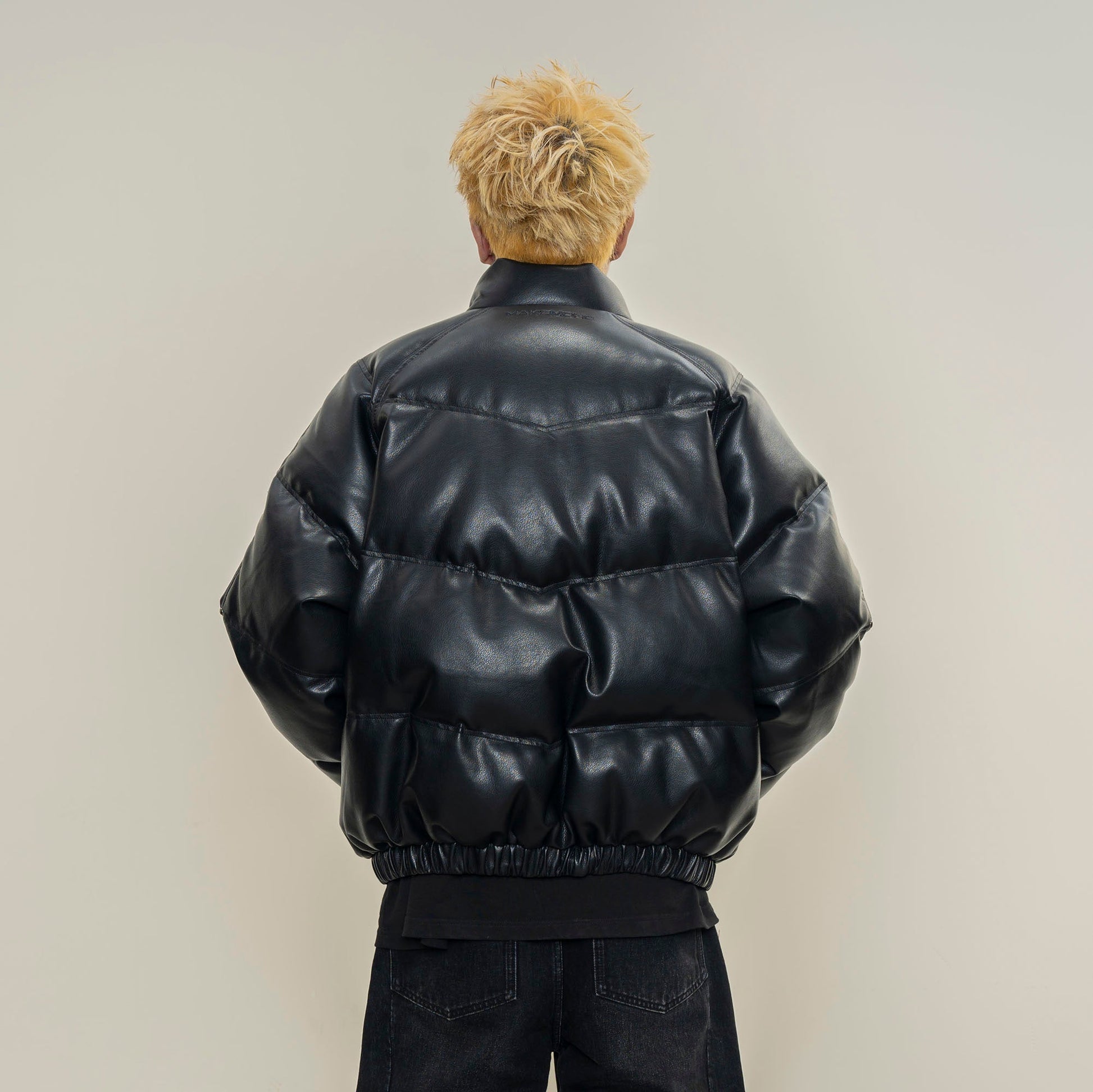 MAKEMORE Glossy PU Down Puffer Jacket-Jacket-M-Free Shipping Leatheretro