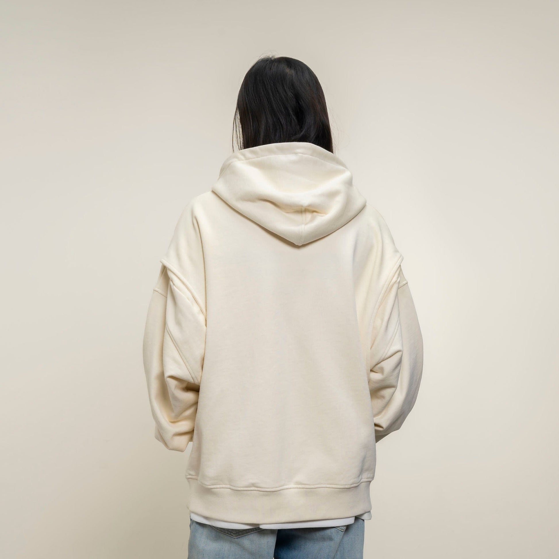 MAKEMORE Faux-Layer Embroidered Pocket Hoodie-Hoodie-S-Beige-Free Shipping Leatheretro