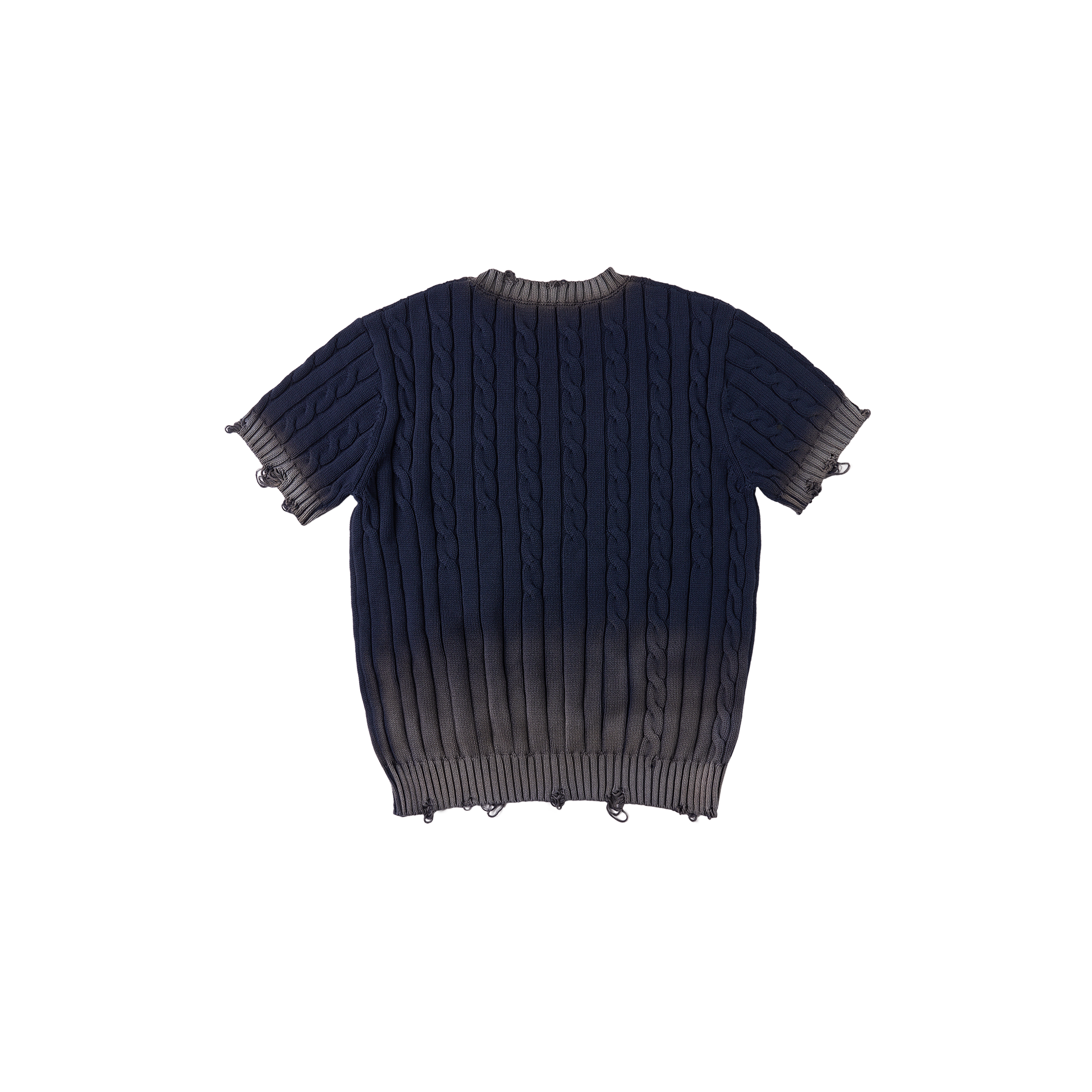 SAVAGEGROWTHWORLD Distressed Cable-Knit Badge Tee-T Shirt-S (Preorder)-Free Shipping Leatheretro