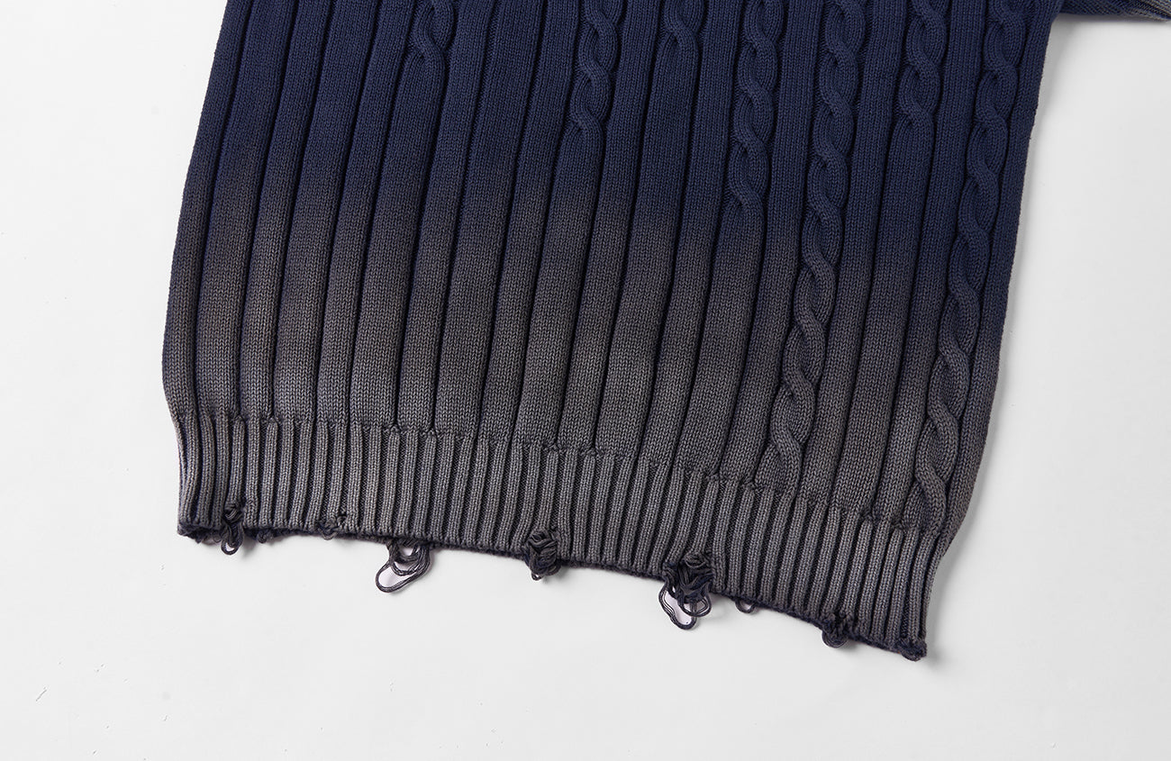 SAVAGEGROWTHWORLD Distressed Cable-Knit Badge Tee-T Shirt-S (Preorder)-Free Shipping Leatheretro