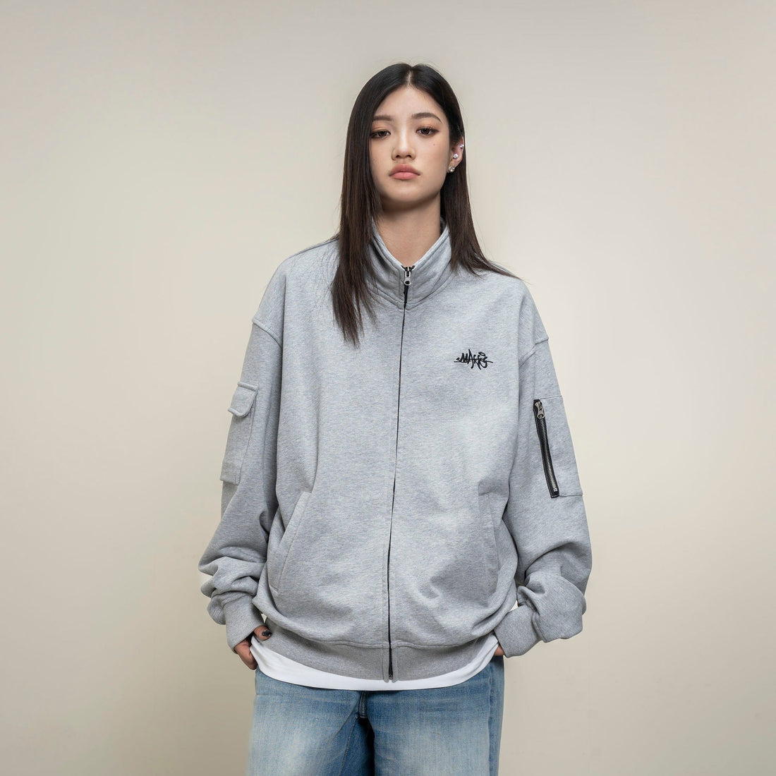 MAKEMORE Utility Zip Pocket Track Jacket-Jacket-S-Black-Free Shipping Leatheretro