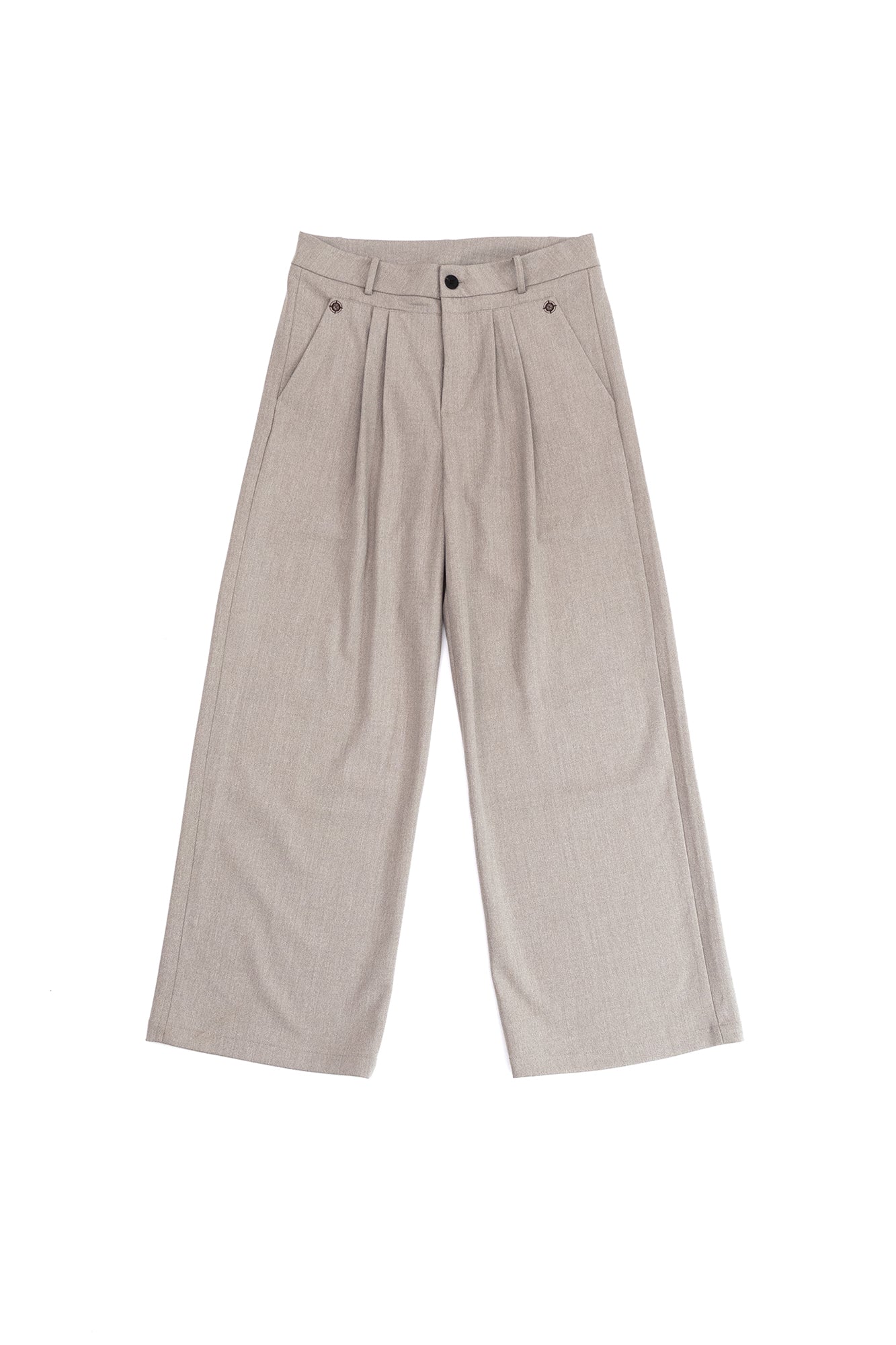 IN EXISTENCE Pleated Belted Wide-Leg Trousers-Pants-S-Light Gray-Free Shipping Leatheretro