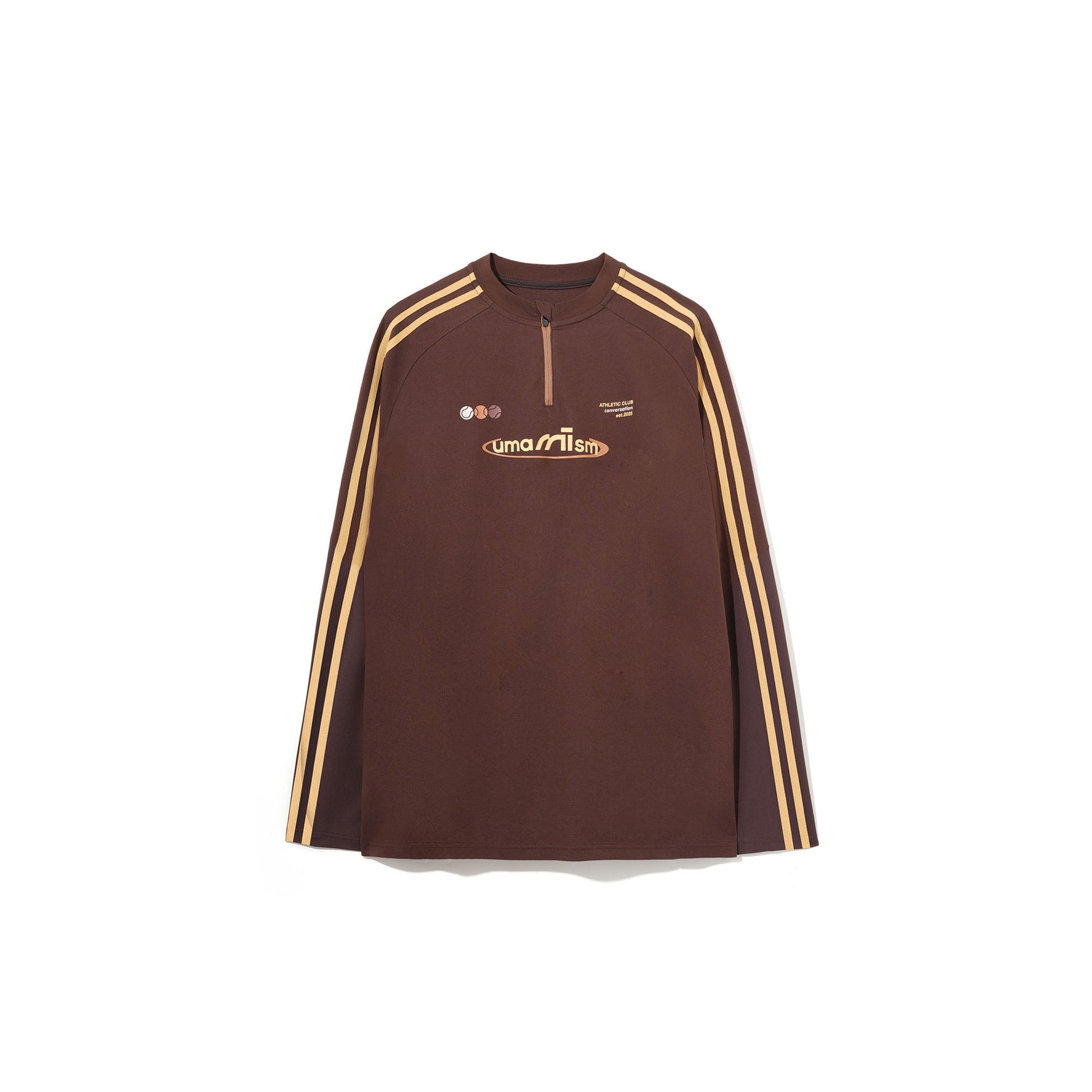 UMAMIISM Side Stripe Mesh-Panel Quick-Dry Long-Sleeve Tee-L/S Tee-XS-Brown-Free Shipping Leatheretro