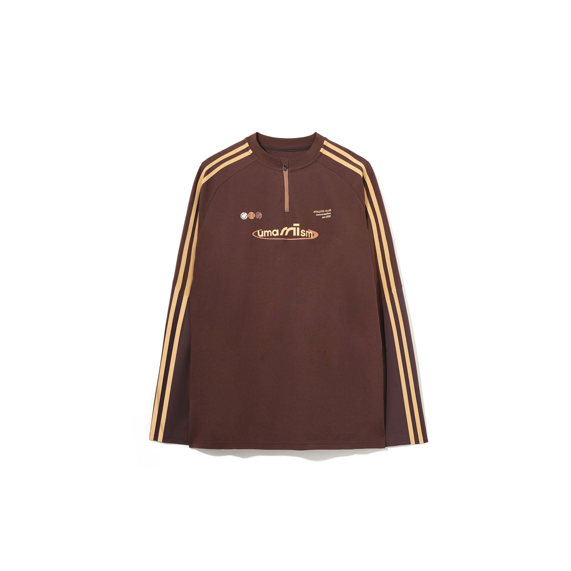 UMAMIISM Side Stripe Mesh-Panel Quick-Dry Long-Sleeve Tee-L/S Tee-XS-Brown-Free Shipping Leatheretro
