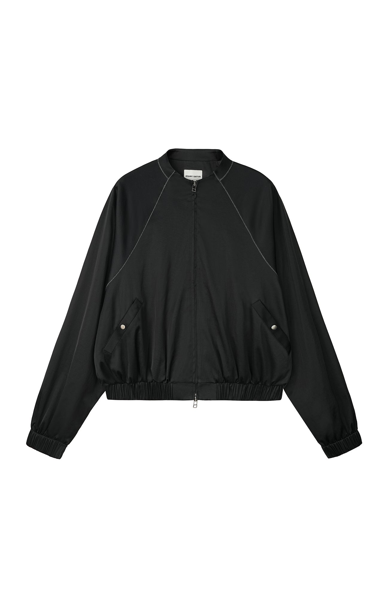 ORGANIC EMOTION Raglan-Sleeve Satin Zip Jacket-Jacket-S-Blue-Free Shipping Leatheretro
