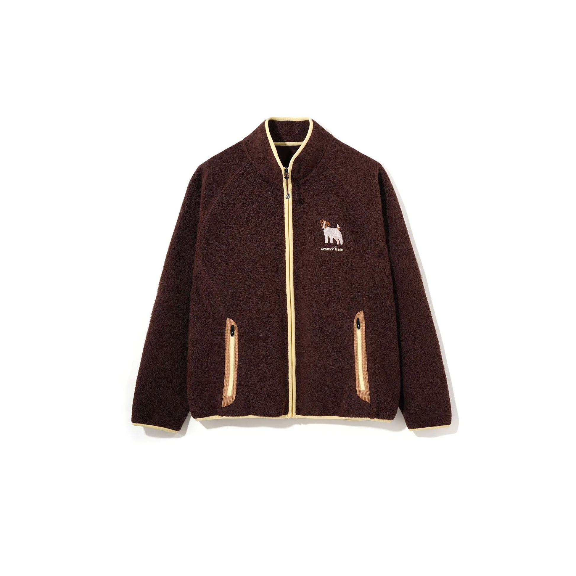 UMAMIISM Contrast Trim Fleece Jacket-Jacket-XS-Coffee-Free Shipping Leatheretro