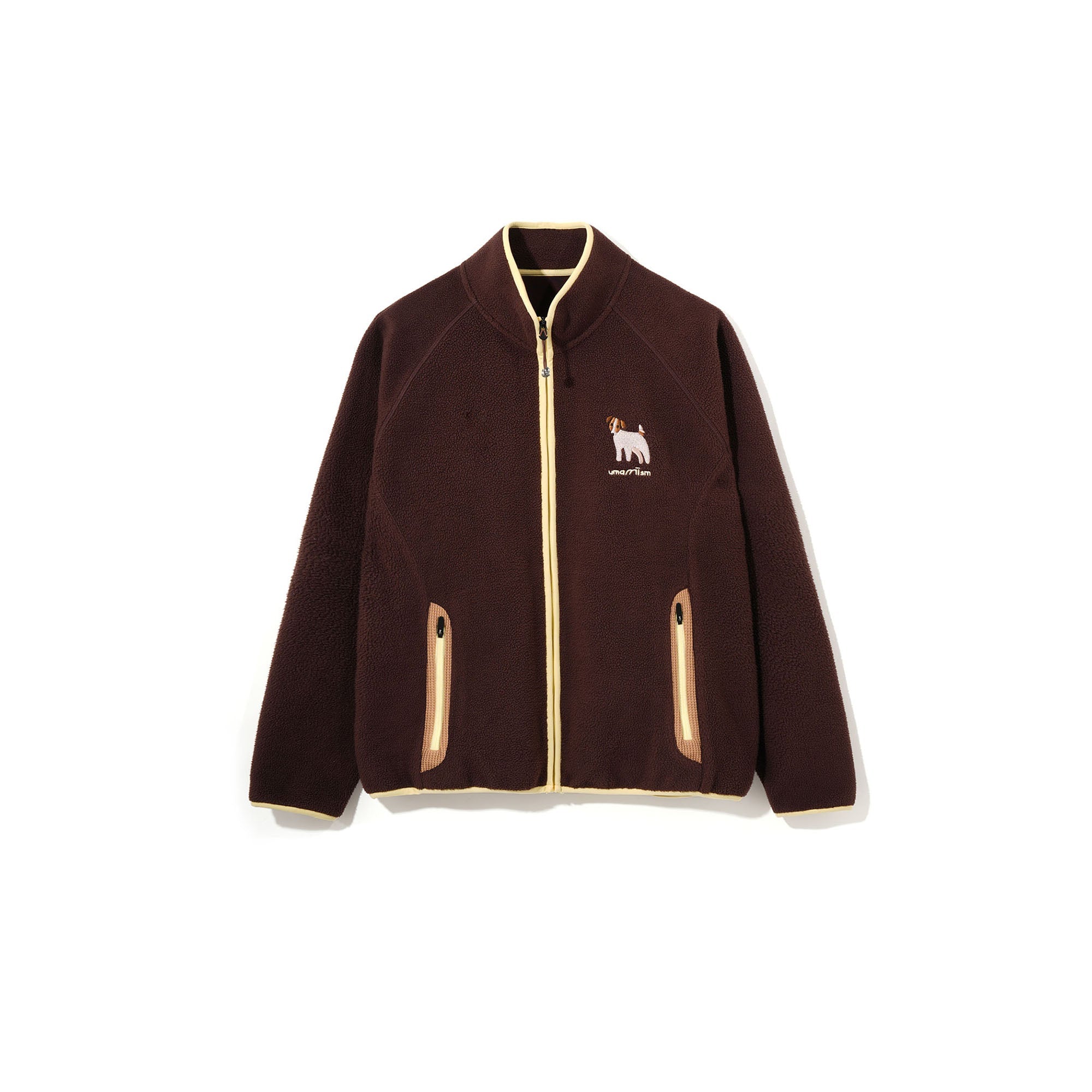 UMAMIISM Contrast Trim Fleece Jacket-Jacket-XS-Coffee-Free Shipping Leatheretro