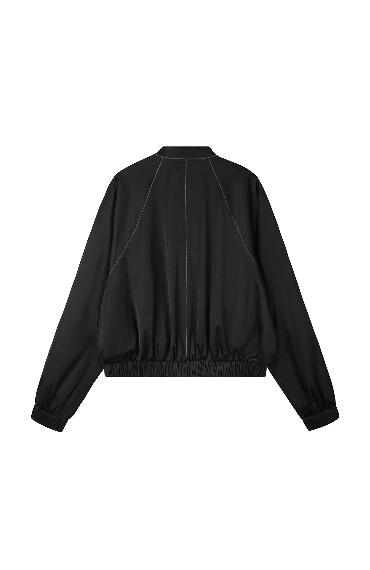 ORGANIC EMOTION Raglan-Sleeve Satin Zip Jacket-Jacket-S-Blue-Free Shipping Leatheretro
