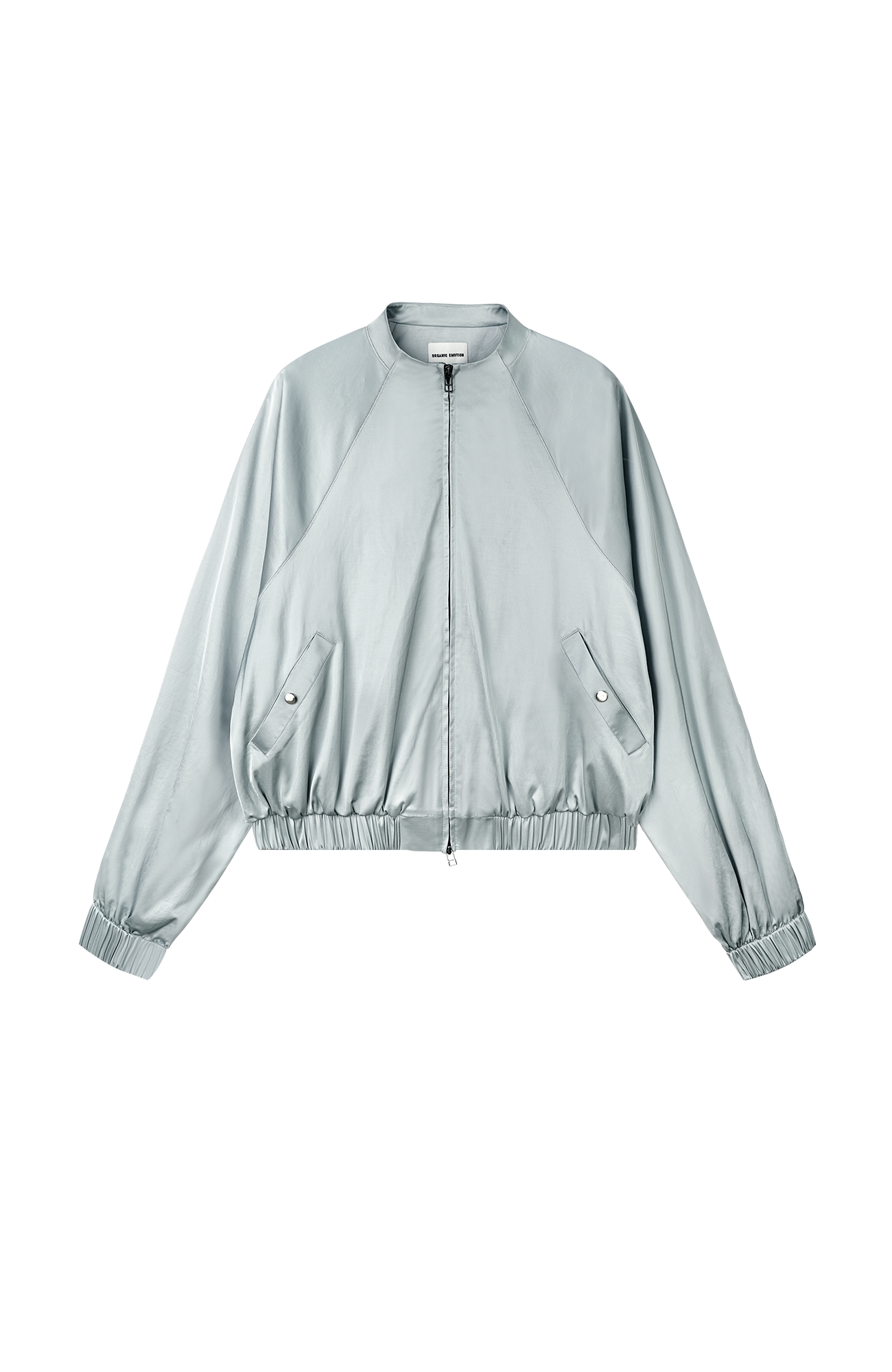 ORGANIC EMOTION Raglan-Sleeve Satin Zip Jacket-Jacket-S-Blue-Free Shipping Leatheretro