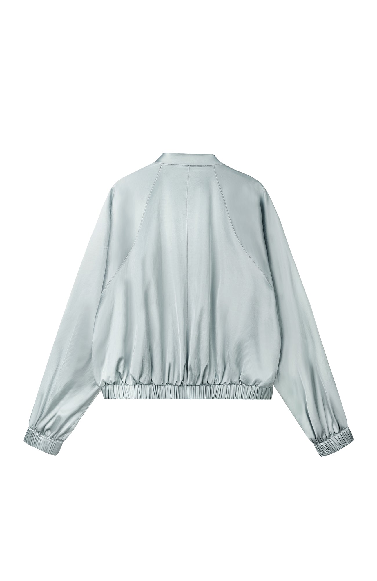 ORGANIC EMOTION Raglan-Sleeve Satin Zip Jacket-Jacket-S-Blue-Free Shipping Leatheretro