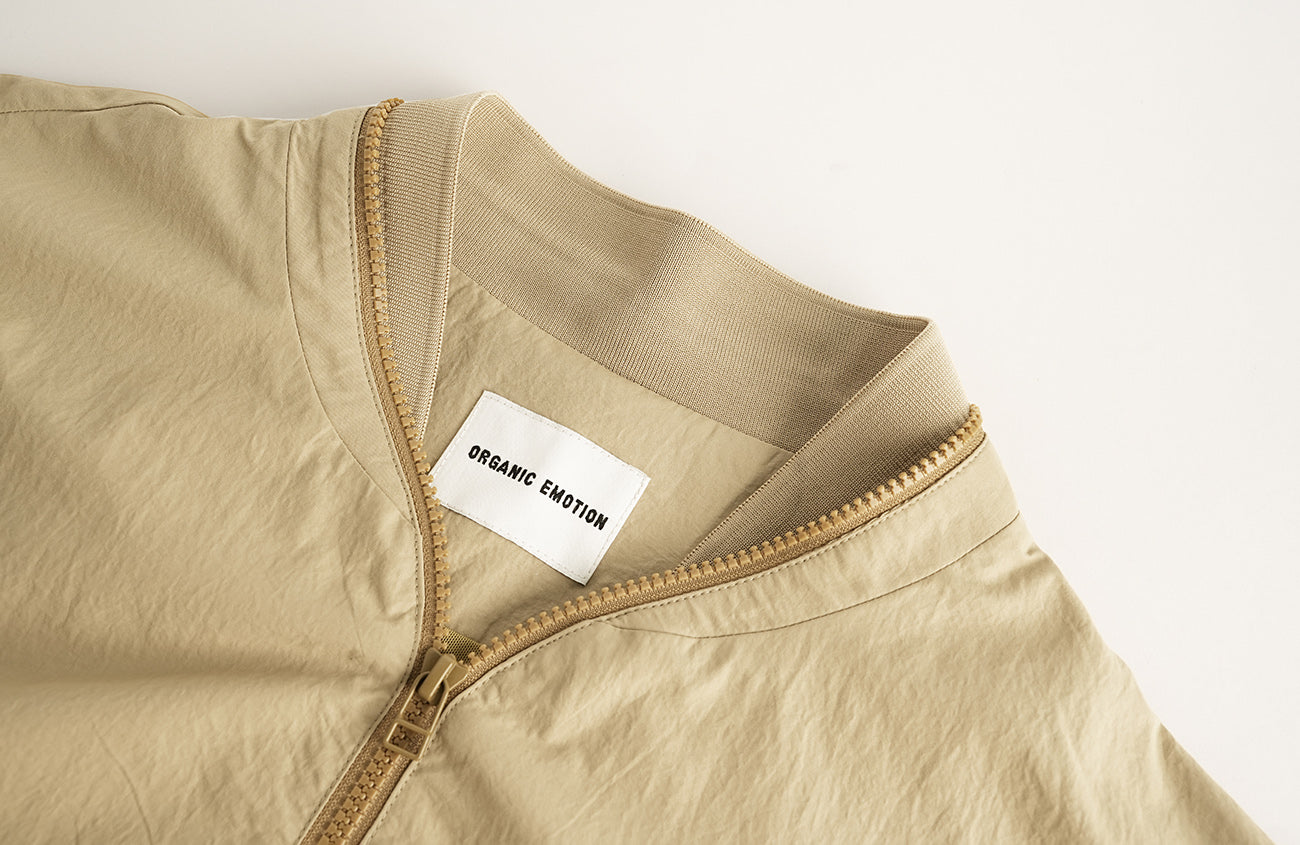 ORGANIC EMOTION Ruched-Sleeve Bomber Jacket-Jacket-M-Free Shipping Leatheretro