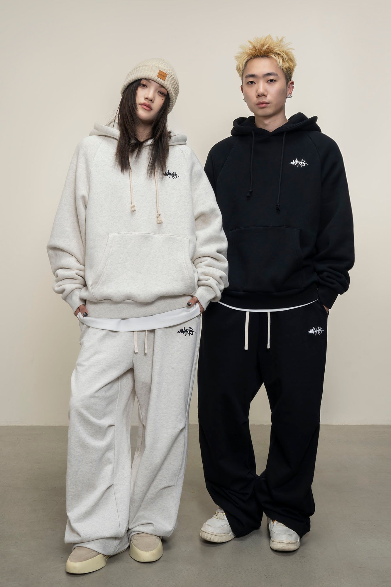MAKEMORE LOGO Embroidered Drawstring Hoodie-Hoodie-S-Black-Free Shipping Leatheretro