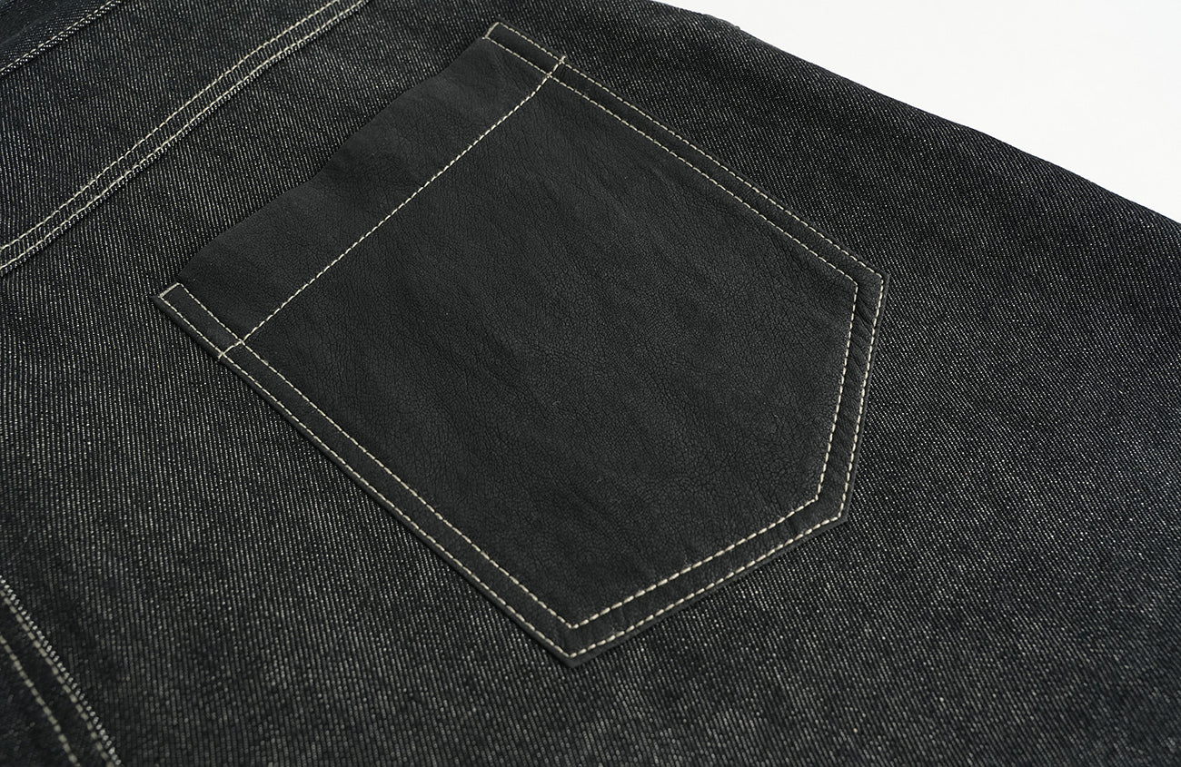 ORGANIC EMOTION Contrast-Paneled Workwear Jeans-Jeans-S-Free Shipping Leatheretro