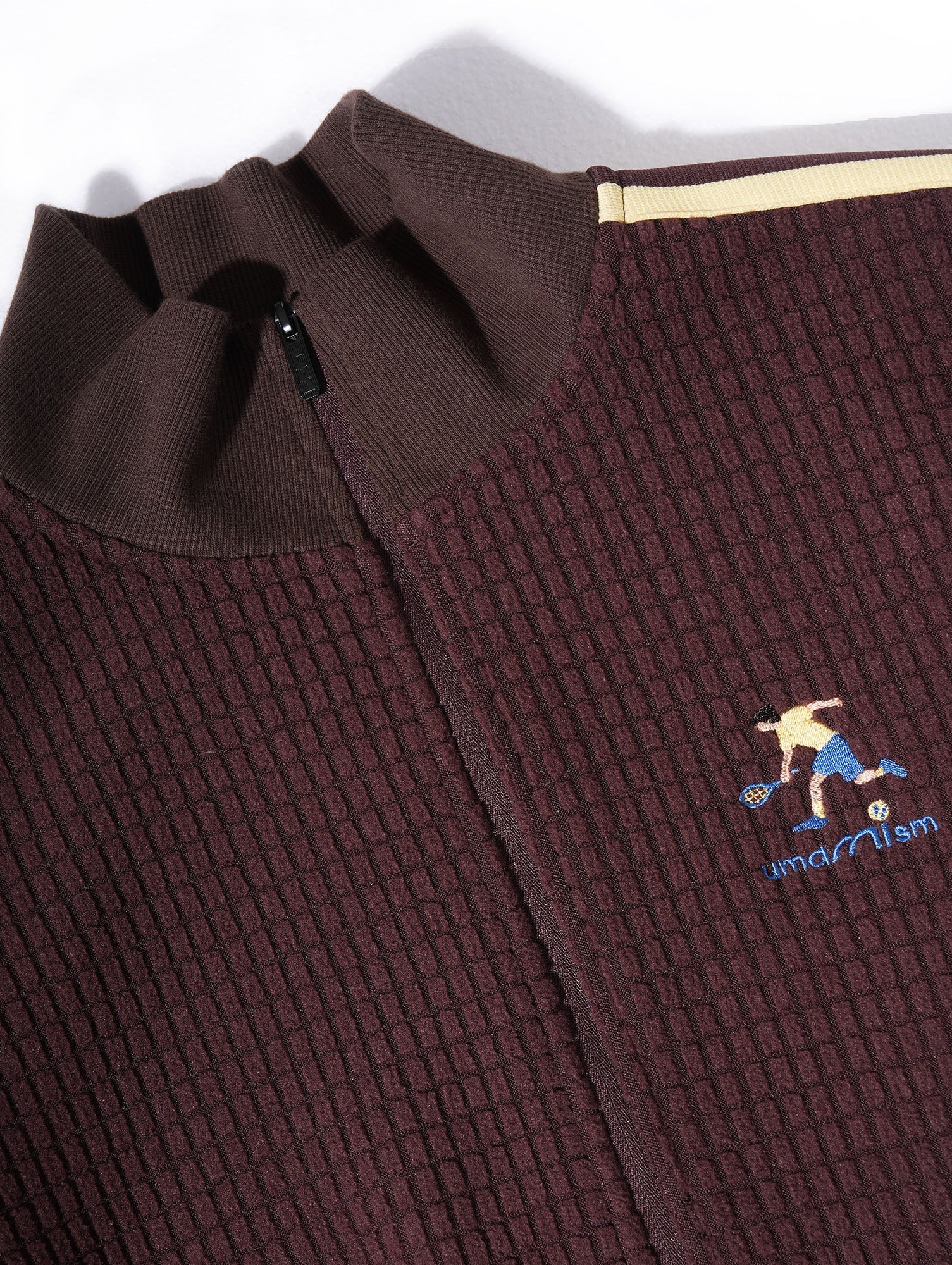 UMAMIISM Waffle Side Stripe Embroidered Track Jacket-Jacket-XS-Beige-Free Shipping Leatheretro