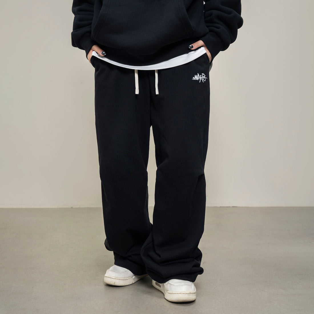 MAKEMORE Double Pleated Drawstring Sweatpants-Pants-S-Black-Free Shipping Leatheretro