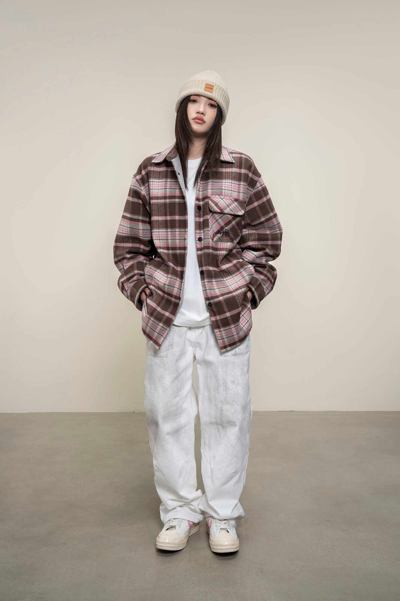 MAKEMORE Plaid Flap Pocket Oversized Shirt-Shirt-S-Free Shipping Leatheretro