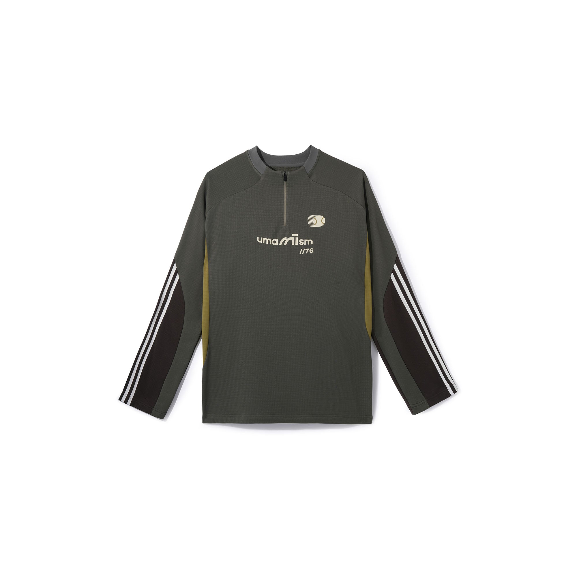 UMAMIISM Raglan Striped Fleece-Lined Sweatshirt-Sweatshirt-XS-Dark Green-Free Shipping Leatheretro