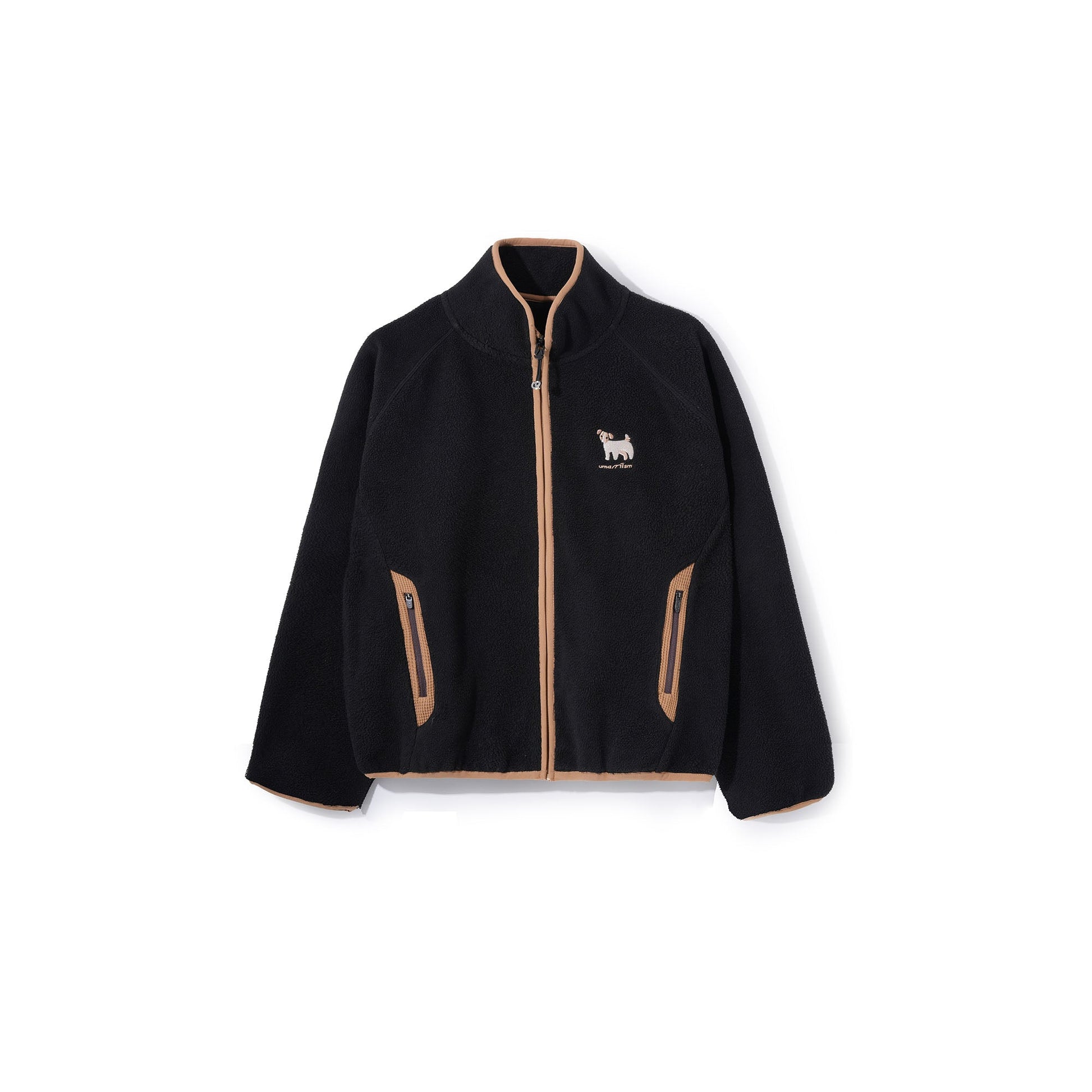 UMAMIISM Contrast Trim Fleece Jacket-Jacket-XS-Black-Free Shipping Leatheretro