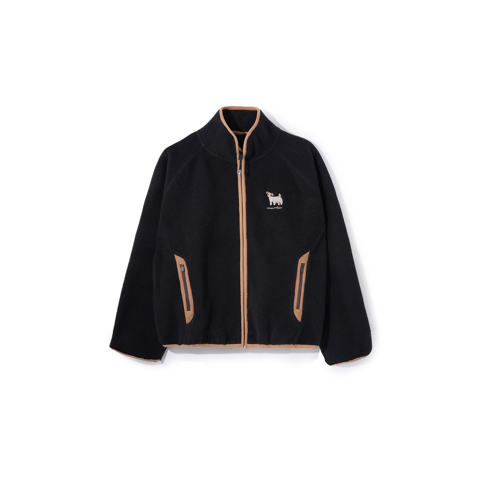 UMAMIISM Contrast Trim Fleece Jacket-Jacket-XS-Black-Free Shipping Leatheretro