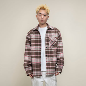 MAKEMORE Plaid Flap Pocket Oversized Shirt-Shirt-S-Free Shipping Leatheretro