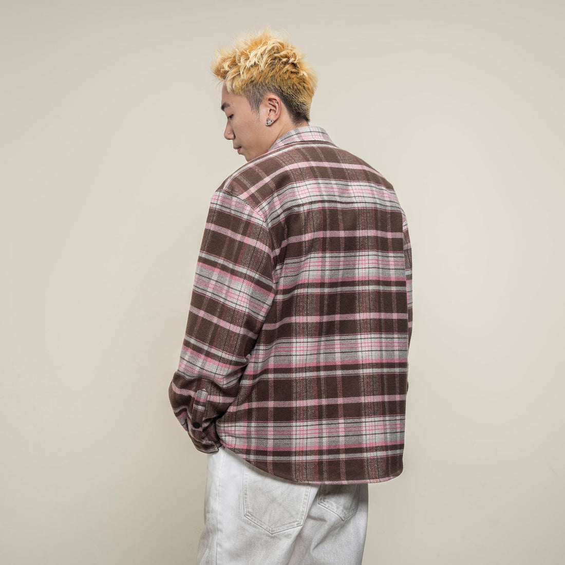 MAKEMORE Plaid Flap Pocket Oversized Shirt-Shirt-S-Free Shipping Leatheretro