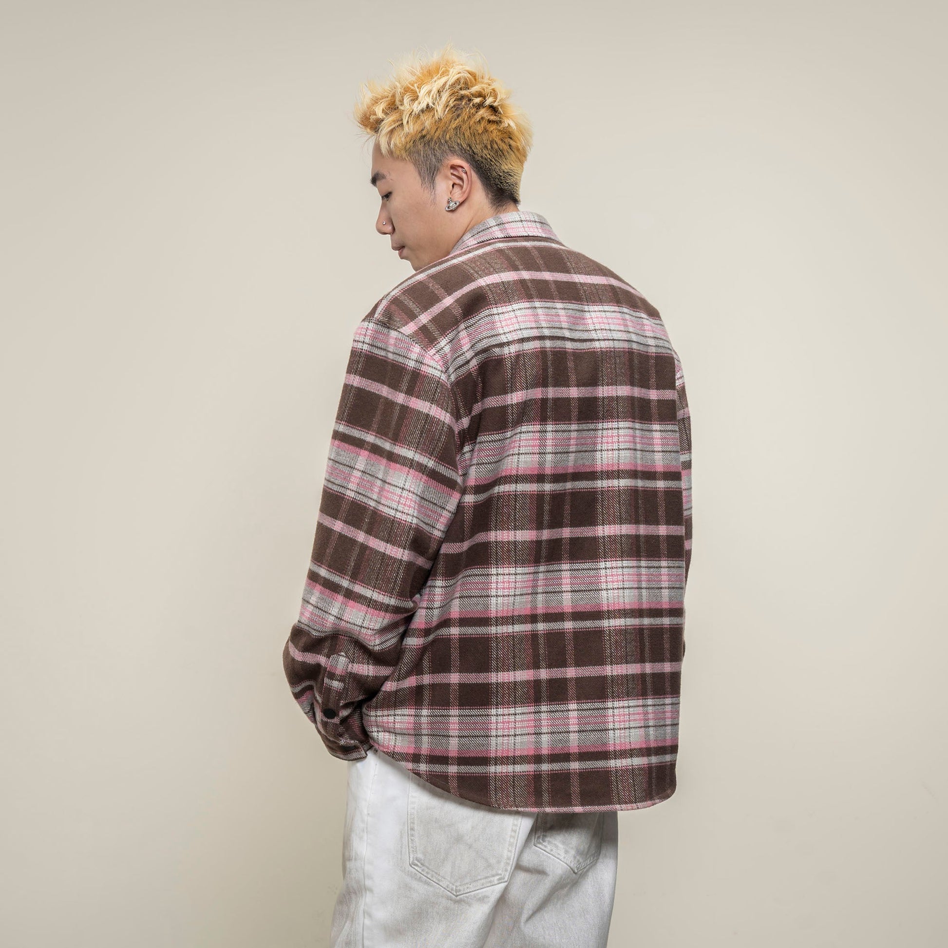 MAKEMORE Plaid Flap Pocket Oversized Shirt-Shirt-S-Free Shipping Leatheretro