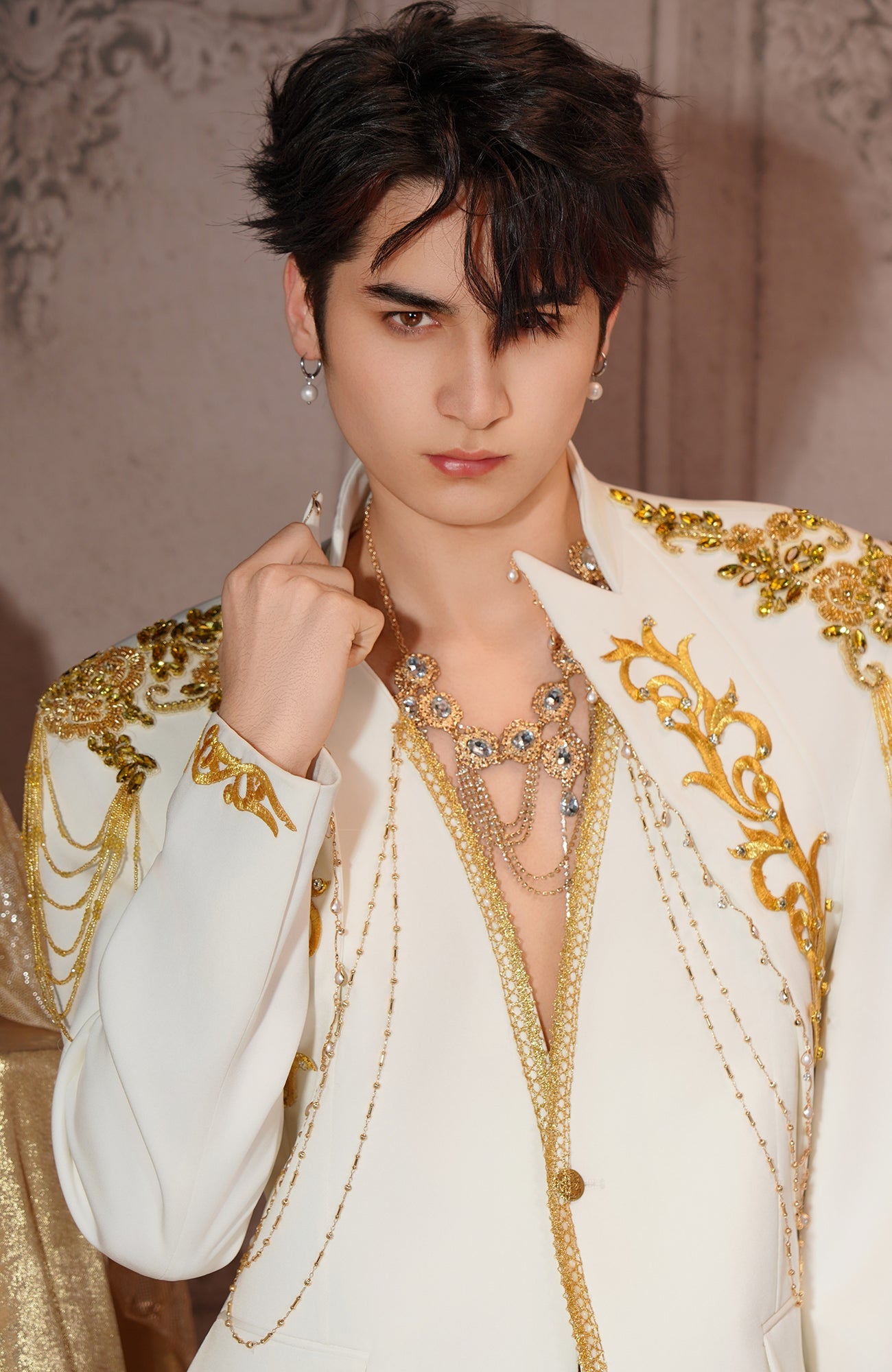 SHANG JIE Baroque Embroidered Chain-Draped Blazer-Jacket-M-Free Shipping Leatheretro