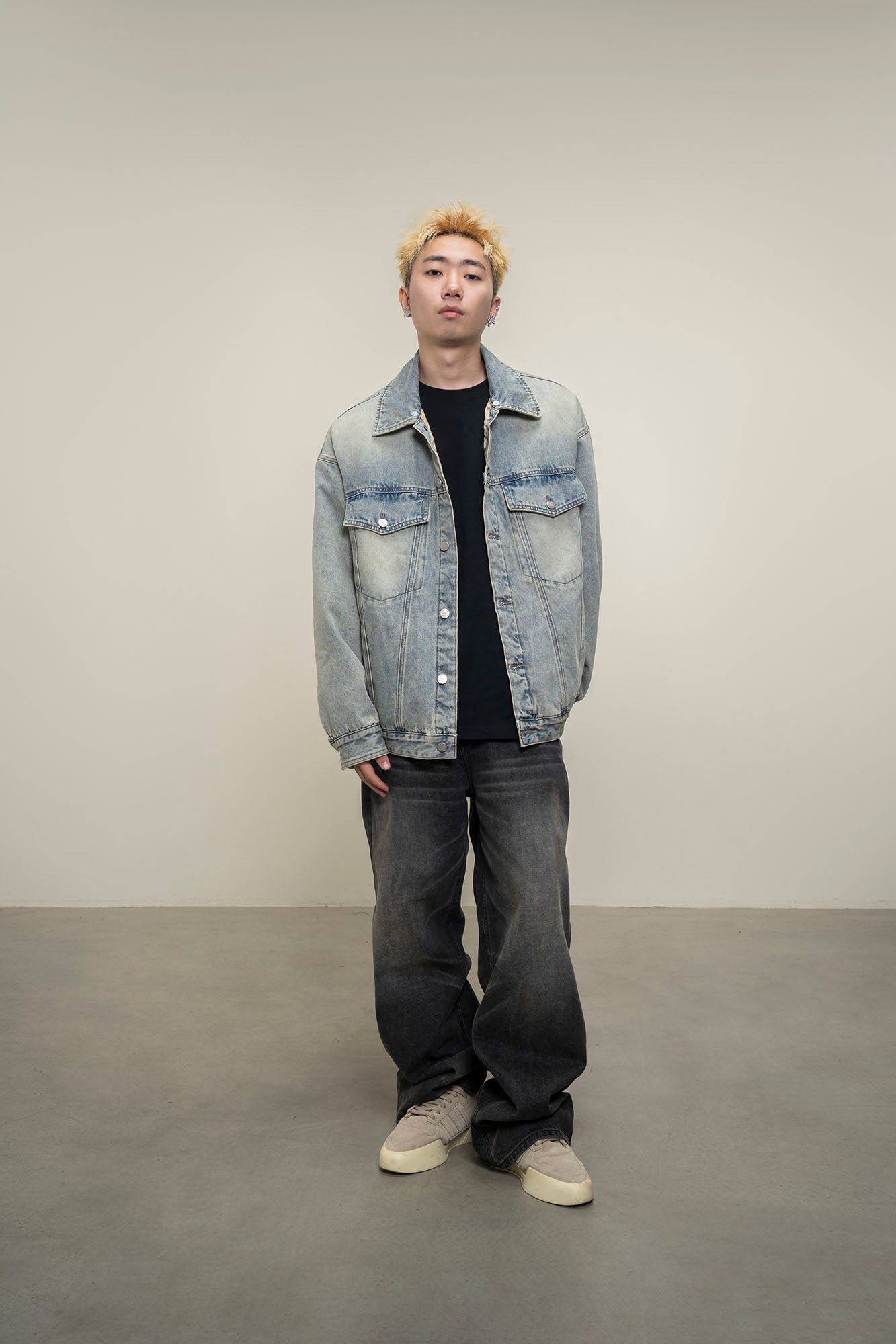 MAKEMORE Detachable Sherpa Collar Distressed Denim Jacket-Jacket-S-Free Shipping Leatheretro