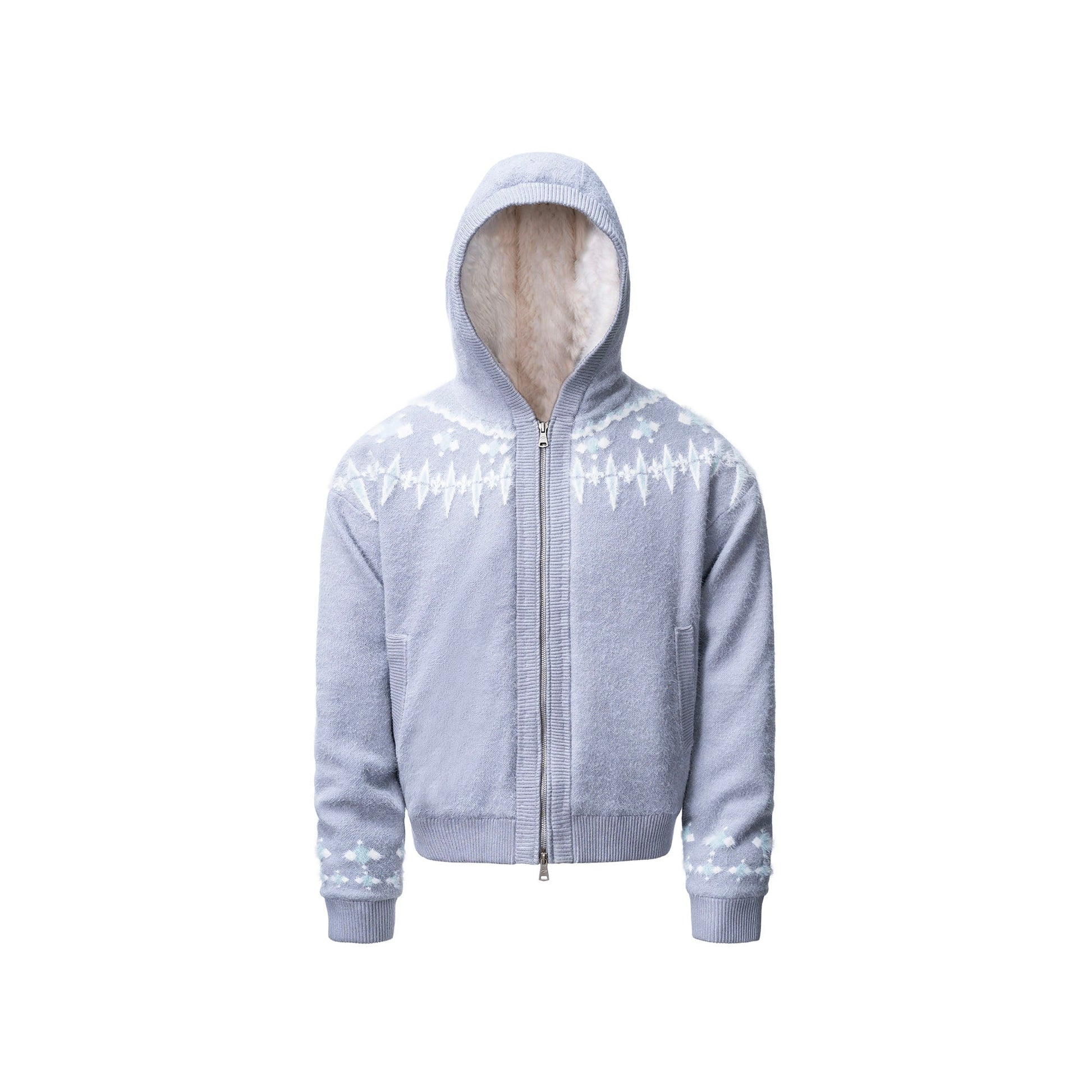 CATSSTAC Jacquard Knit Faux-Fur Lined Hooded Jacket-Jacket-M (Preorder)-Free Shipping Leatheretro