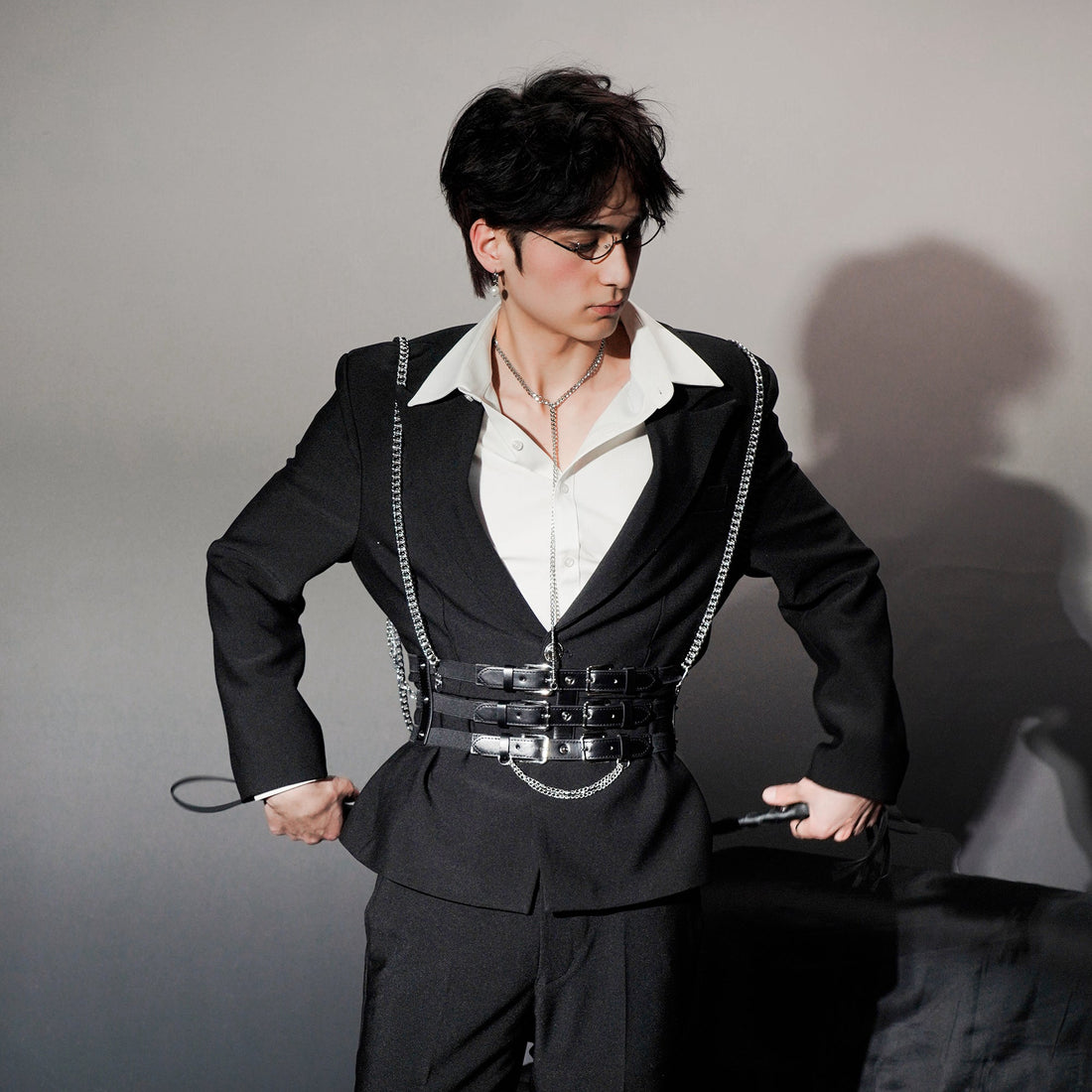 SHANG JIE Chain Suspender Multi-Belt Blazer-Jacket-M-Free Shipping Leatheretro