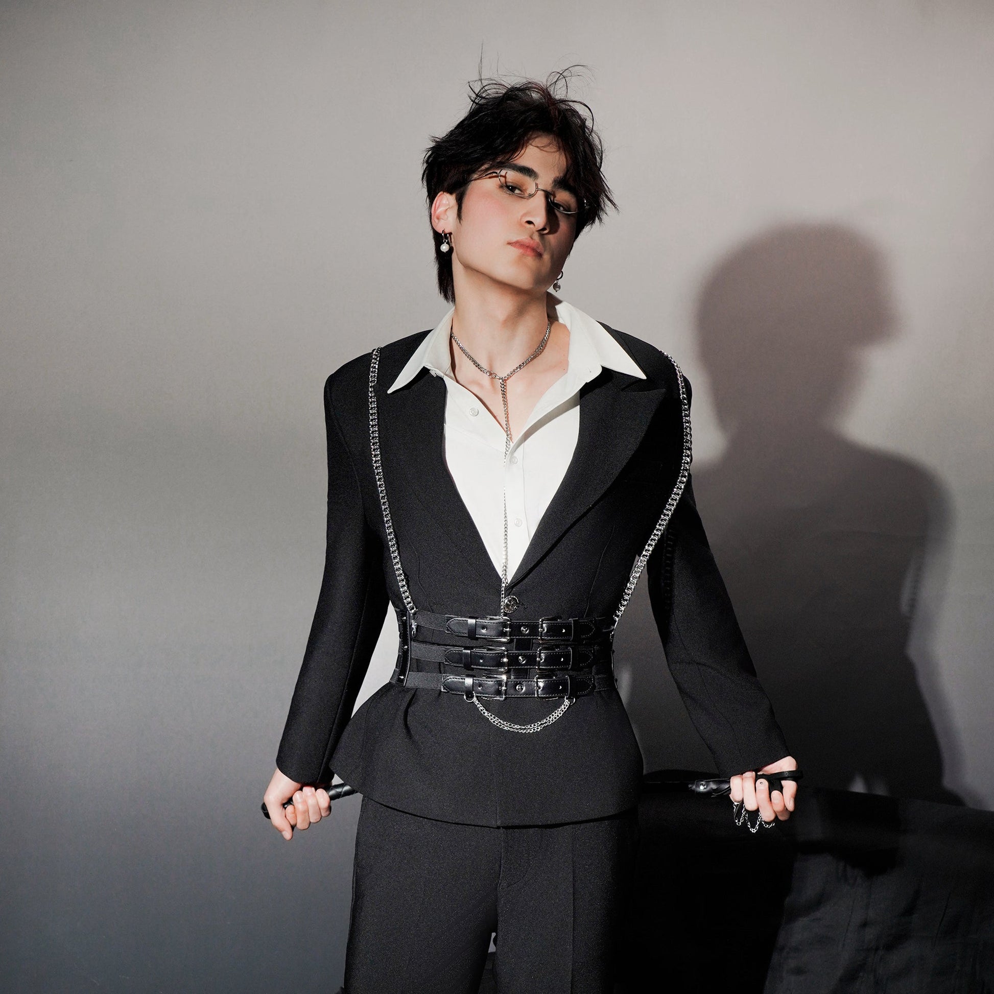 SHANG JIE Chain Suspender Multi-Belt Blazer-Jacket-M-Free Shipping Leatheretro