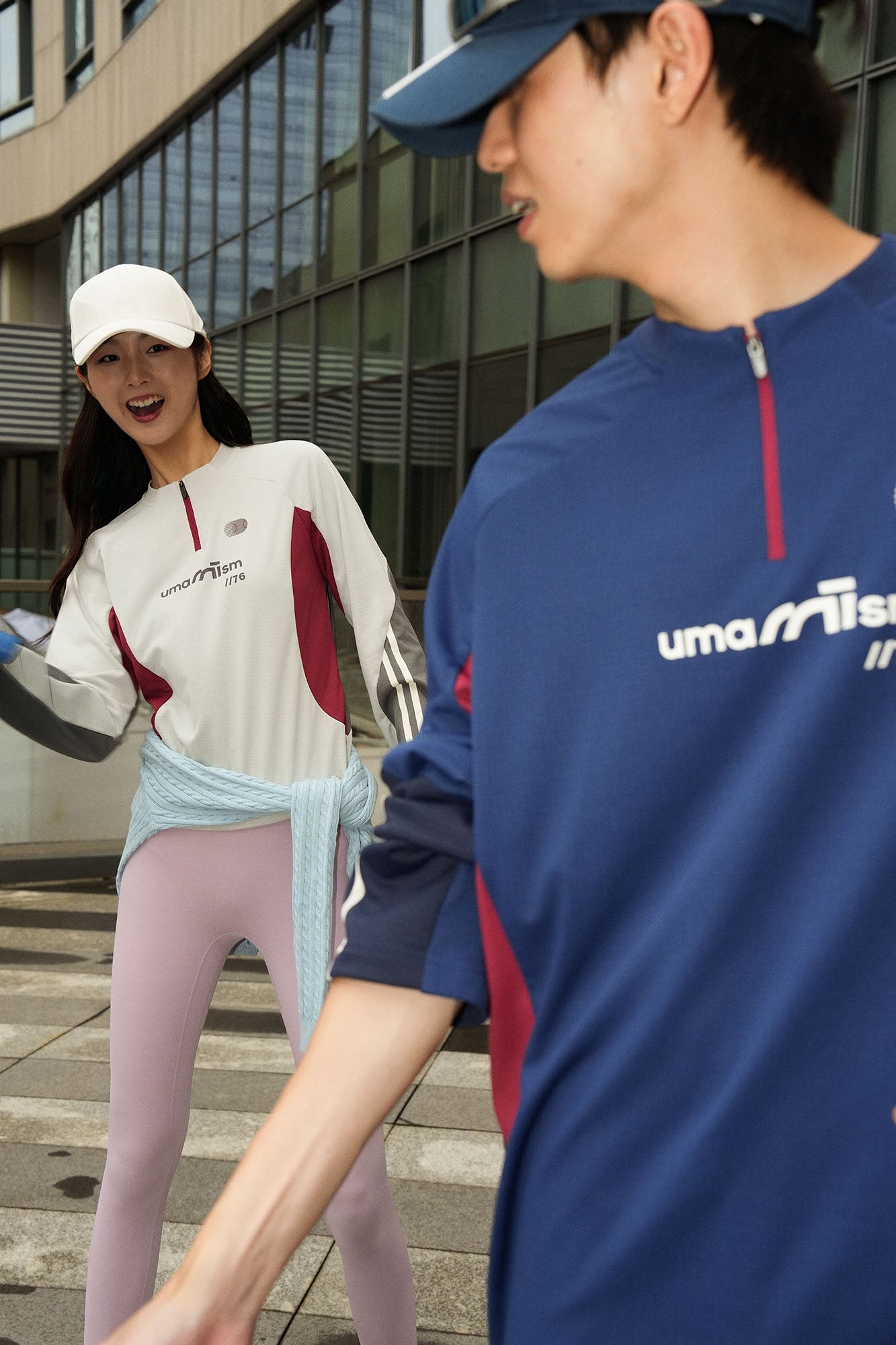 UMAMIISM Raglan Striped Fleece-Lined Sweatshirt-Sweatshirt-XS-Dark Blue-Free Shipping Leatheretro
