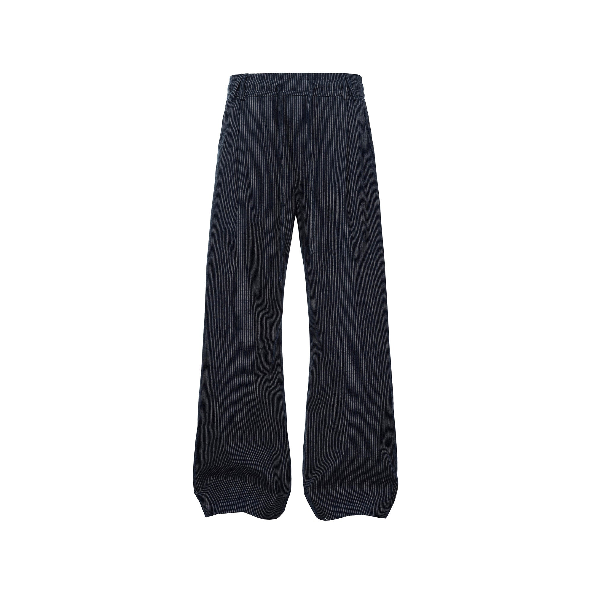 CATSSTAC Striped Double-Pleat Trousers-Pants-M-Black-Free Shipping Leatheretro