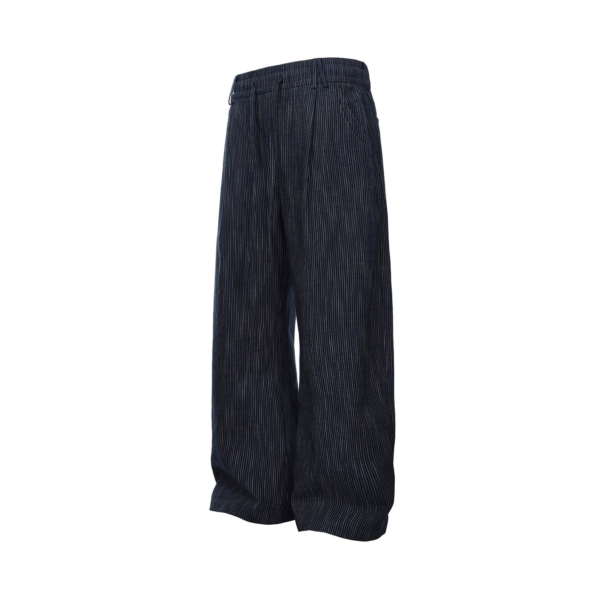 CATSSTAC Striped Double-Pleat Trousers-Pants-M-Black-Free Shipping Leatheretro