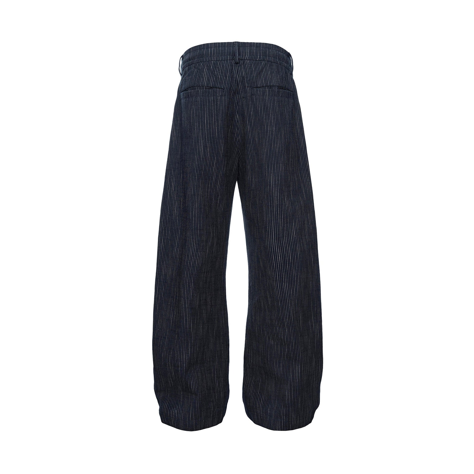 CATSSTAC Striped Double-Pleat Trousers-Pants-M-Black-Free Shipping Leatheretro
