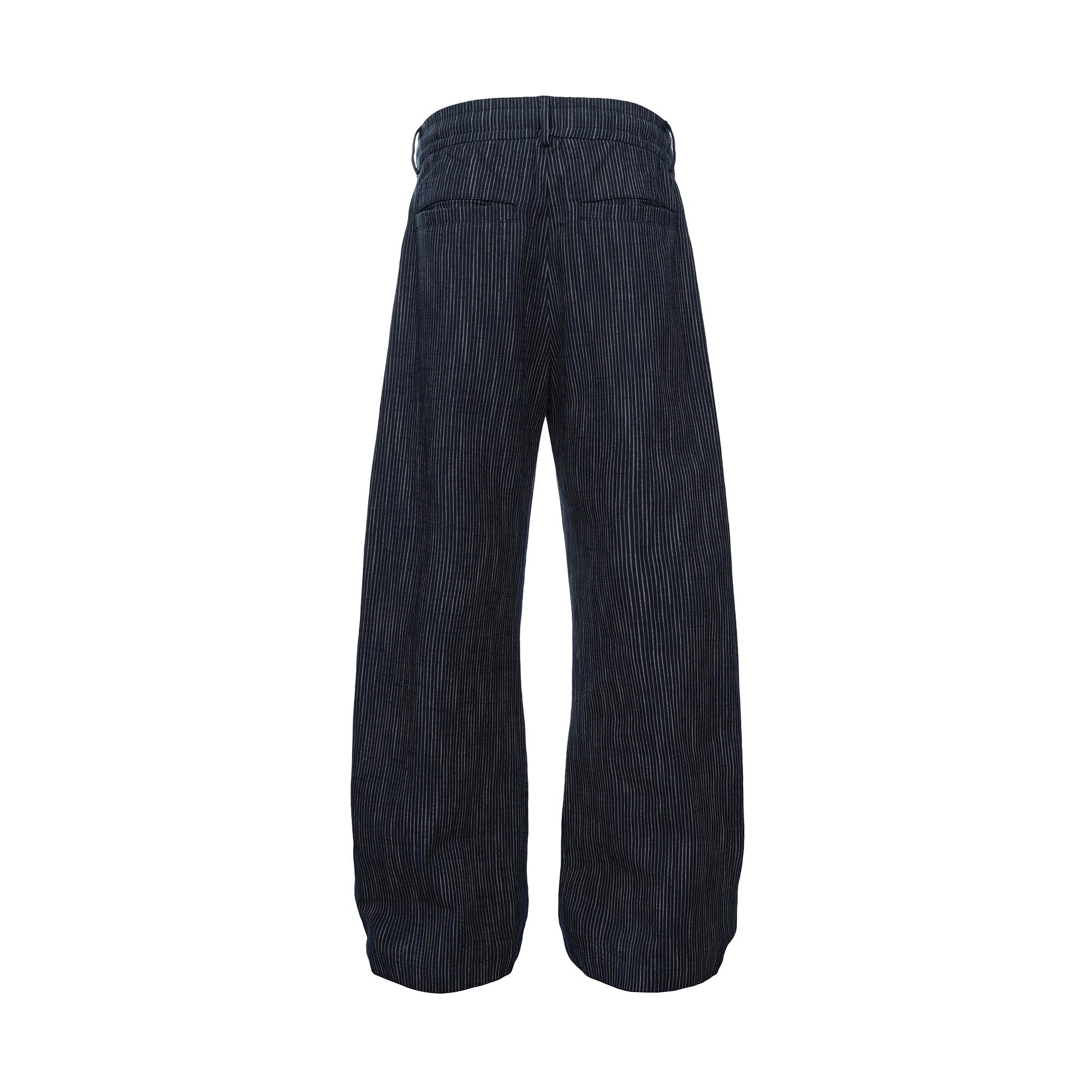 CATSSTAC Striped Double-Pleat Trousers-Pants-M-Black-Free Shipping Leatheretro