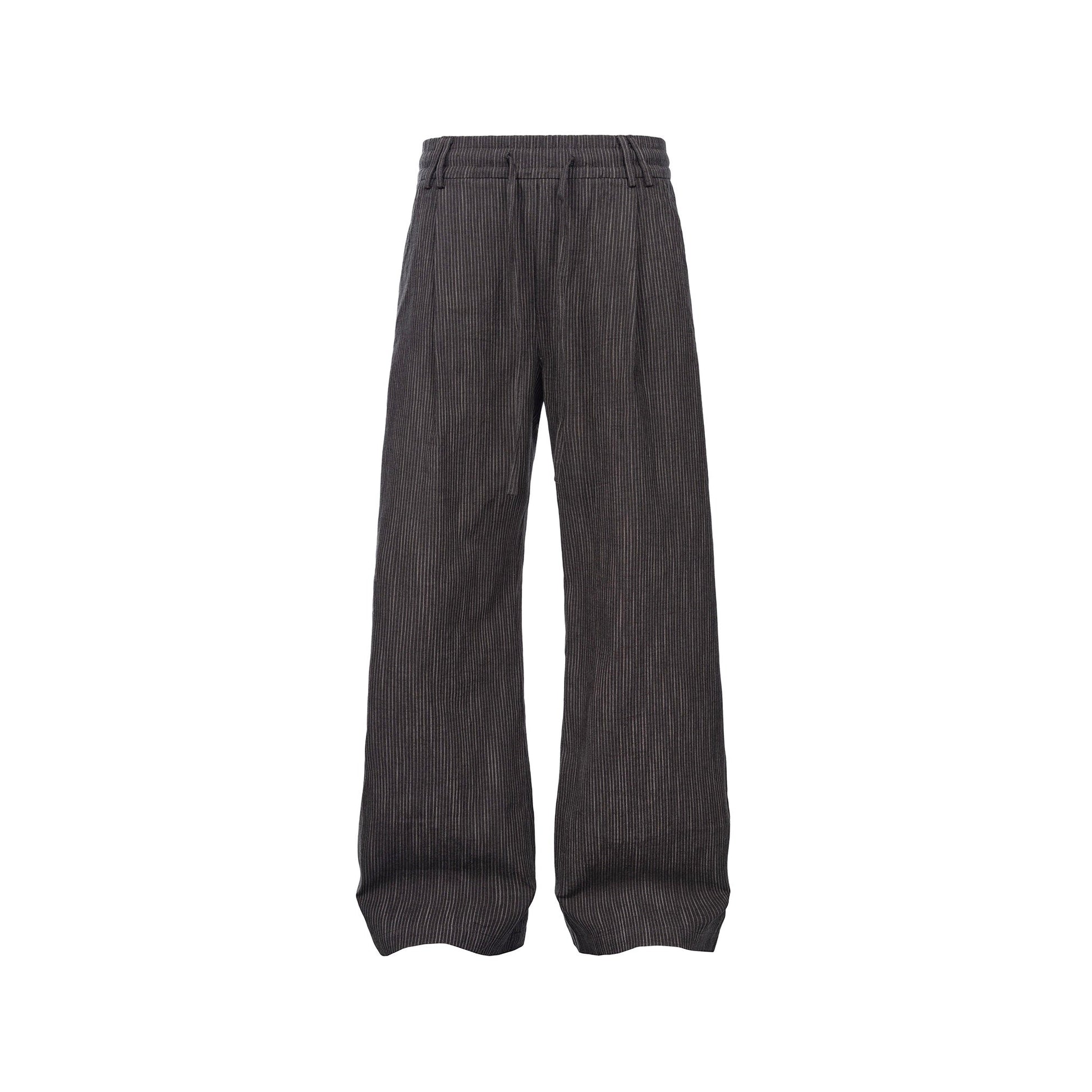 CATSSTAC Striped Double-Pleat Trousers-Pants-M-Brown-Free Shipping Leatheretro