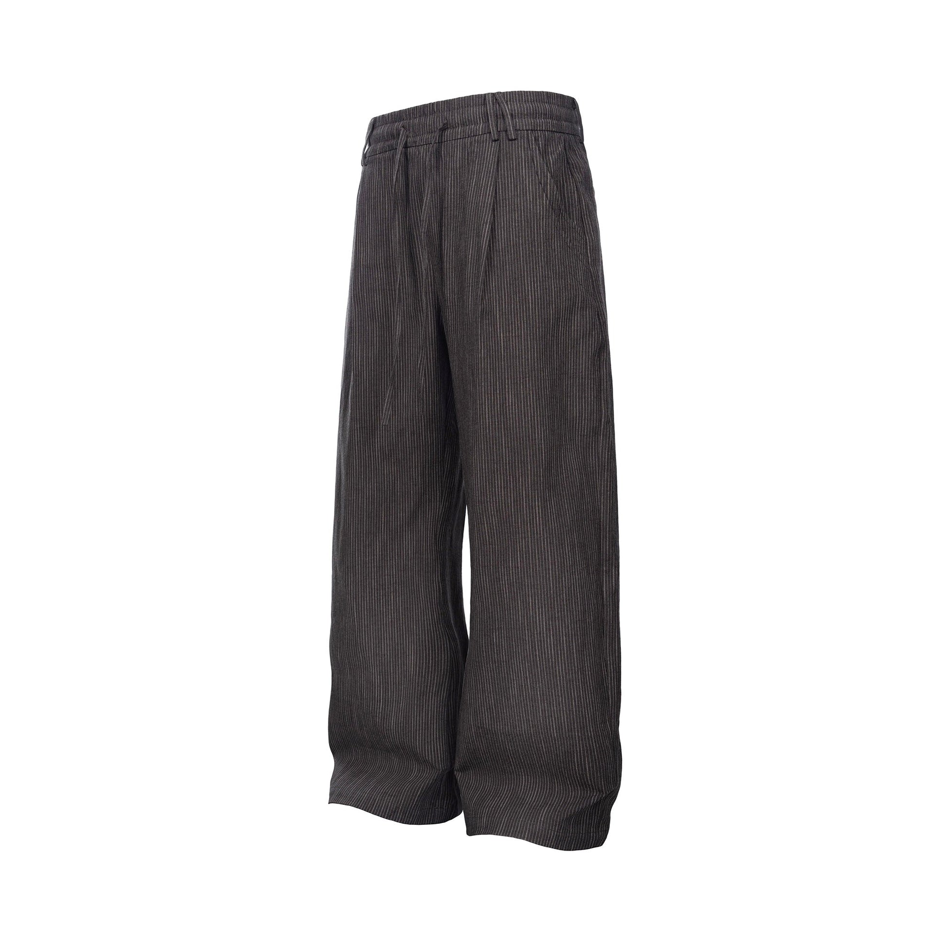CATSSTAC Striped Double-Pleat Trousers-Pants-M-Black-Free Shipping Leatheretro