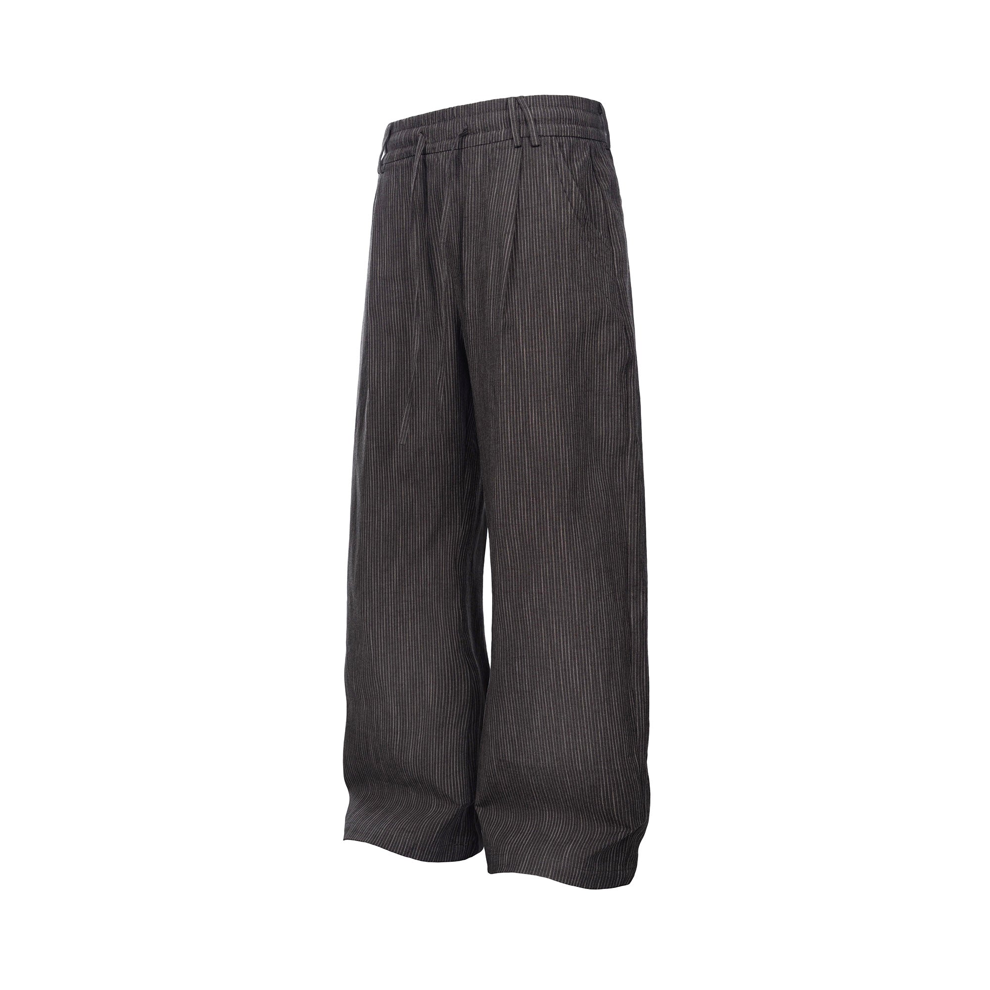 CATSSTAC Striped Double-Pleat Trousers-Pants-M-Black-Free Shipping Leatheretro