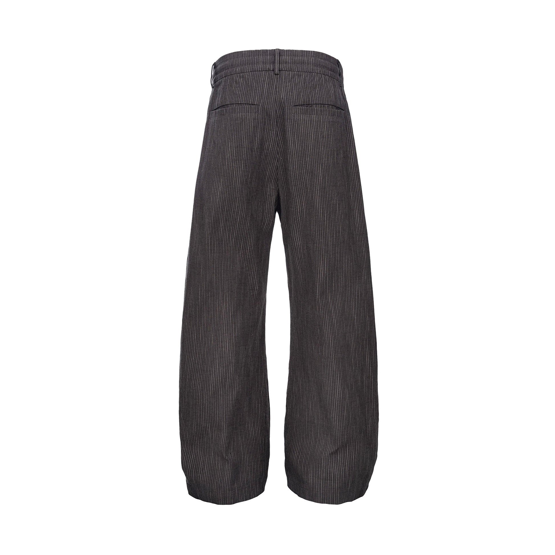 CATSSTAC Striped Double-Pleat Trousers-Pants-M-Black-Free Shipping Leatheretro